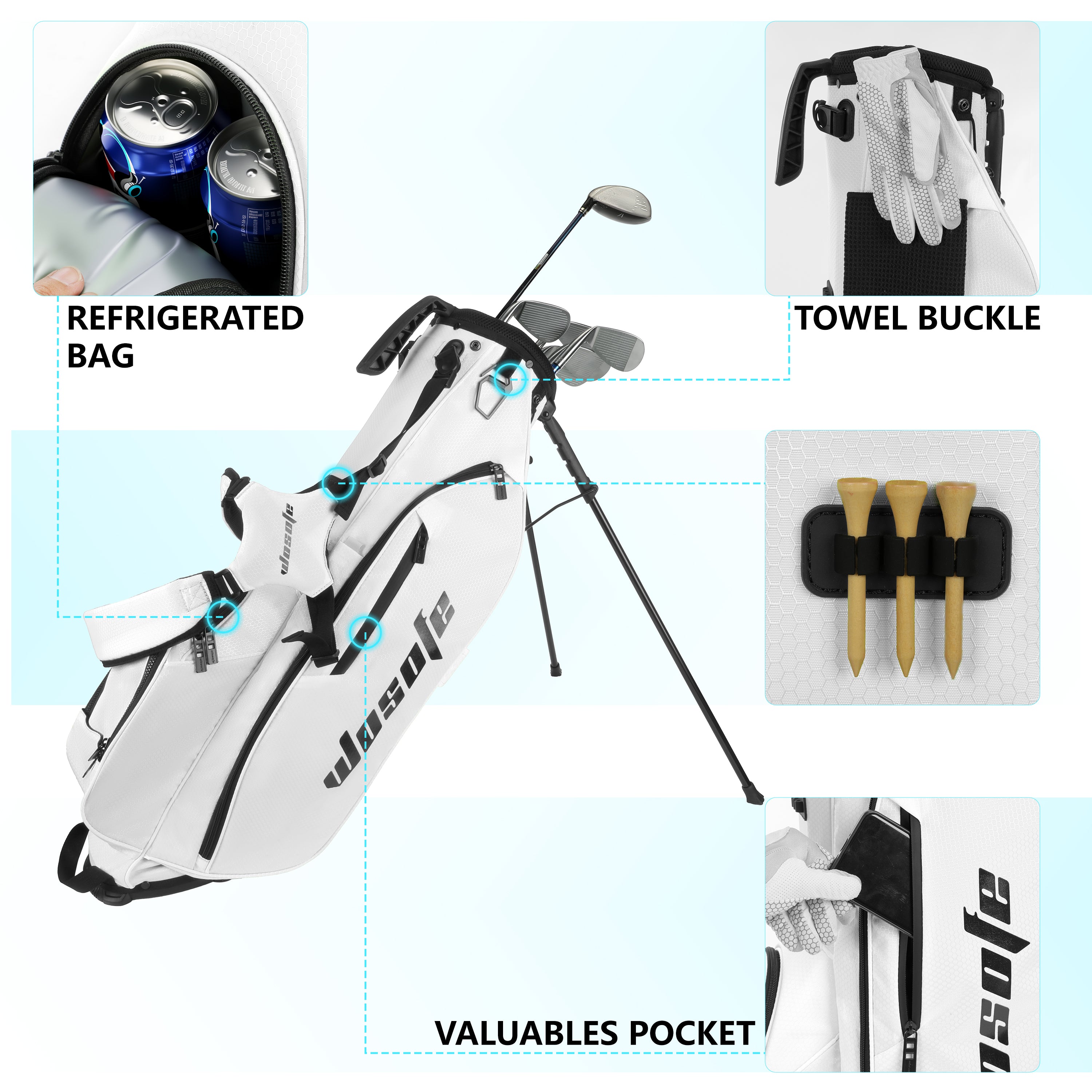 WOSOFE Lightweight Waterproof Golf Carry Bag - 3-Way Divider Top Stand Bag, Premium Nylon Travel Golf Bag for Men & Women