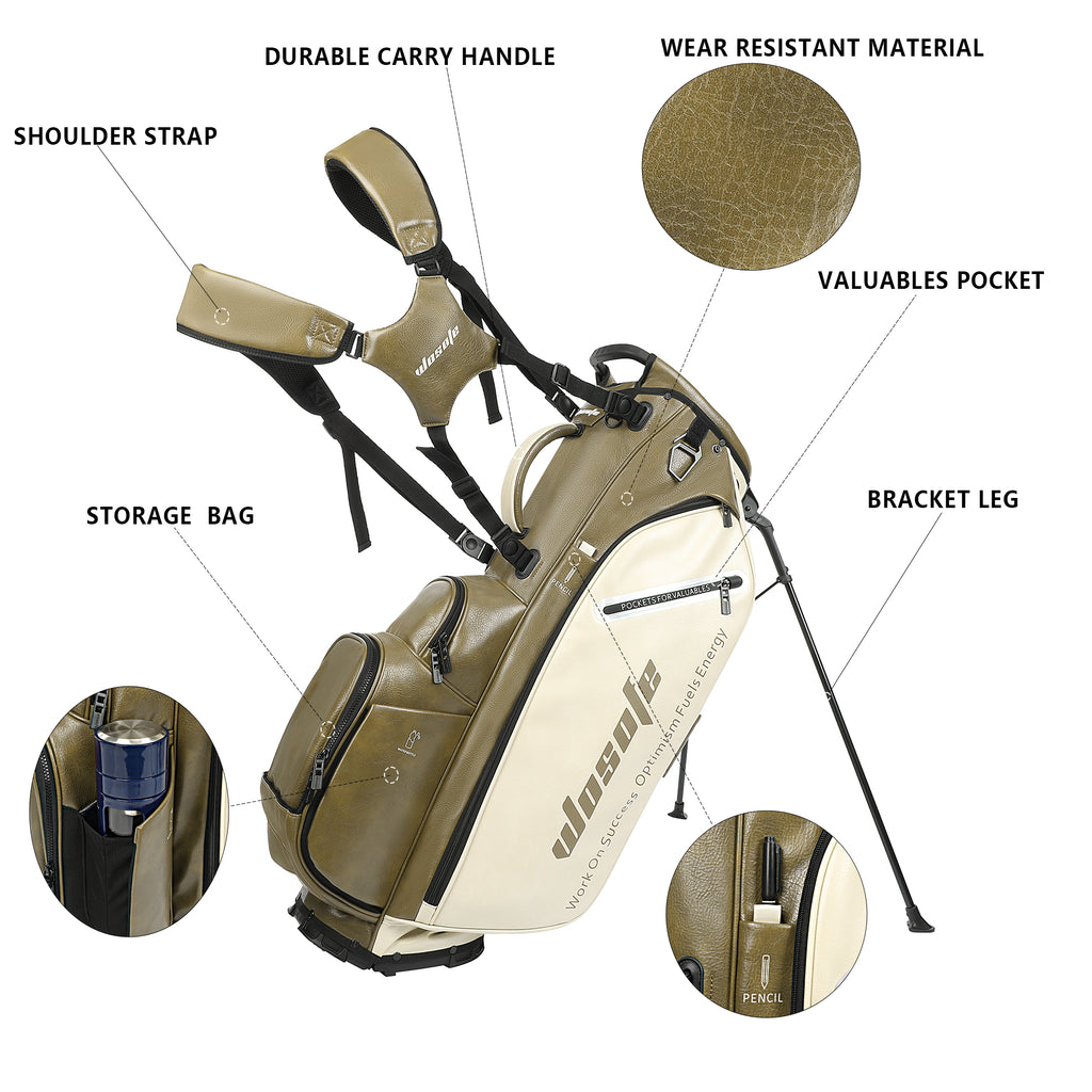 Wosofe JM9001 Golf Stand Bag  Premium PU Leather 6-14Way(Free Shipping)