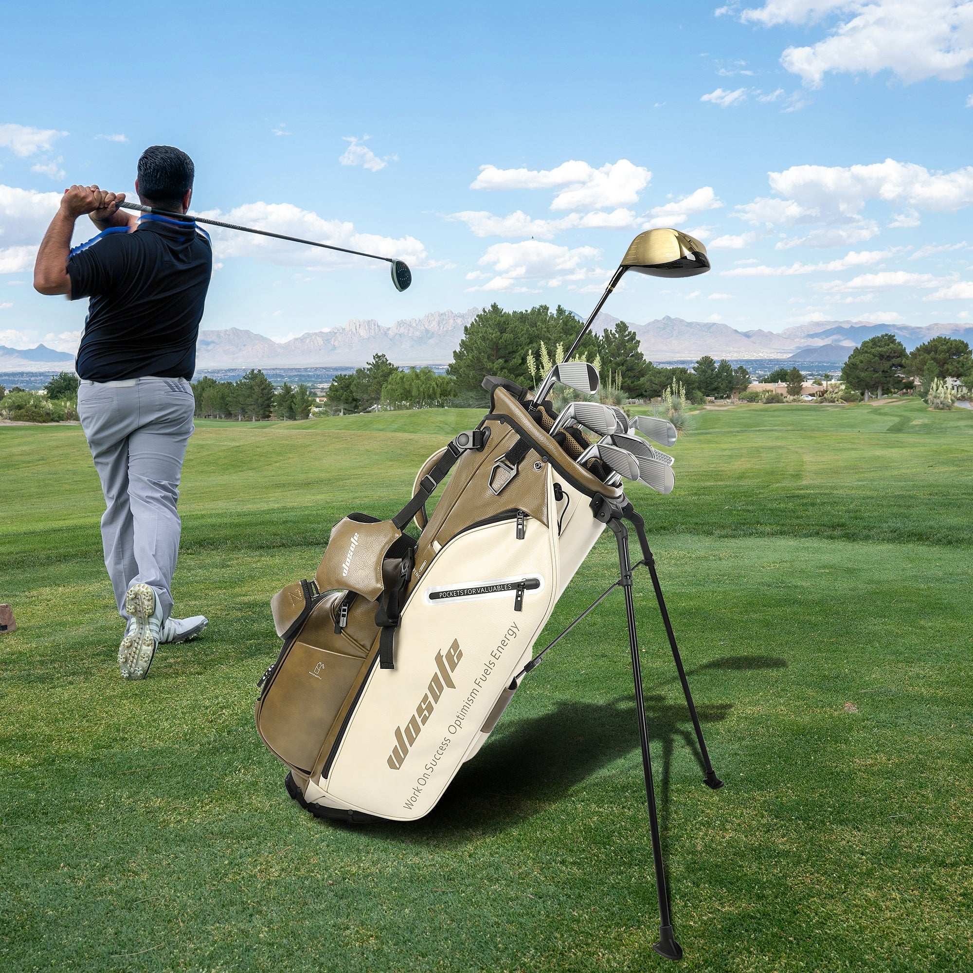 Wosofe JM9001 Golf Stand Bag  Premium PU Leather 6-14Way(Free Shipping)