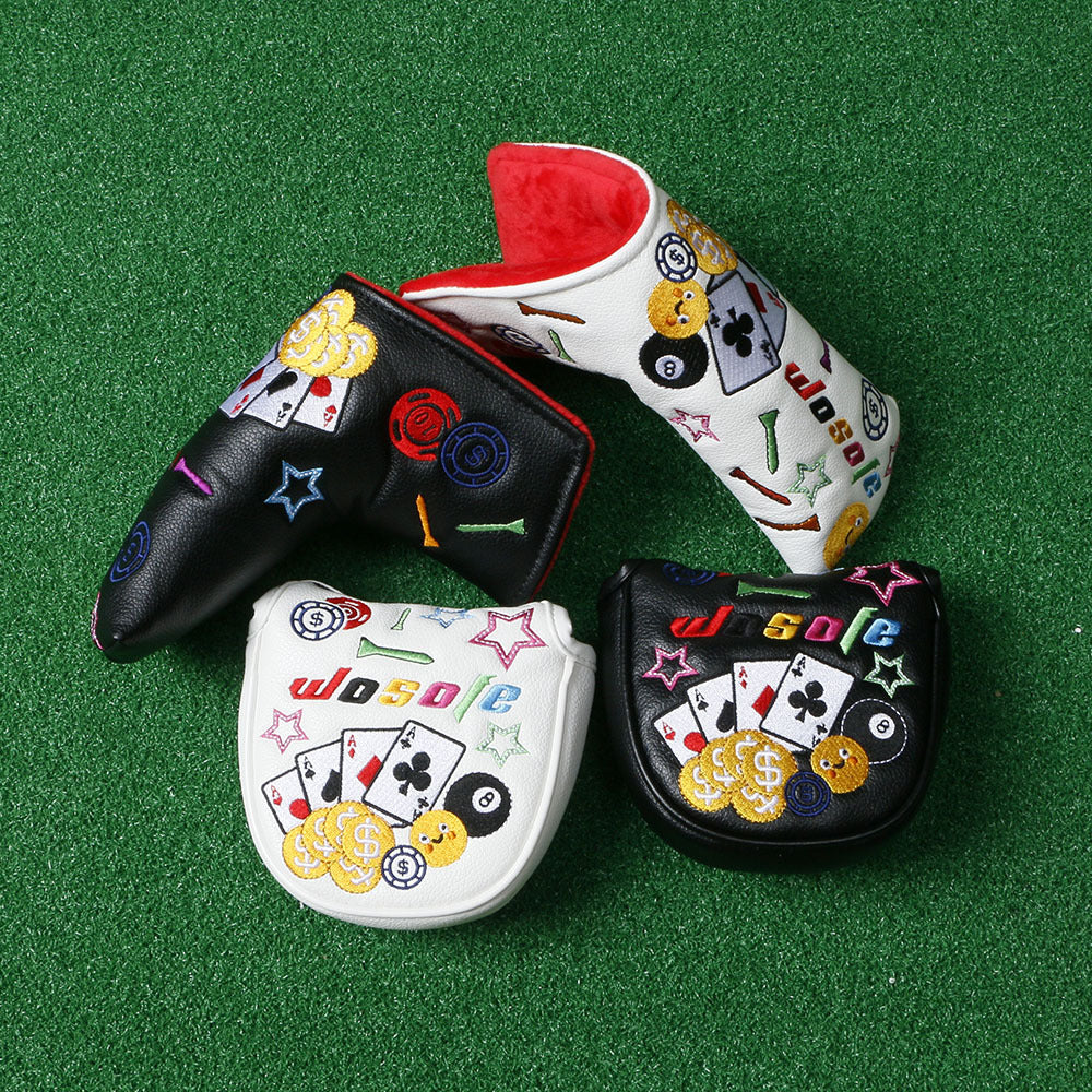 Golf Club Head Cover Premium PU Leather Golf Blade Putter Cover Poker ...