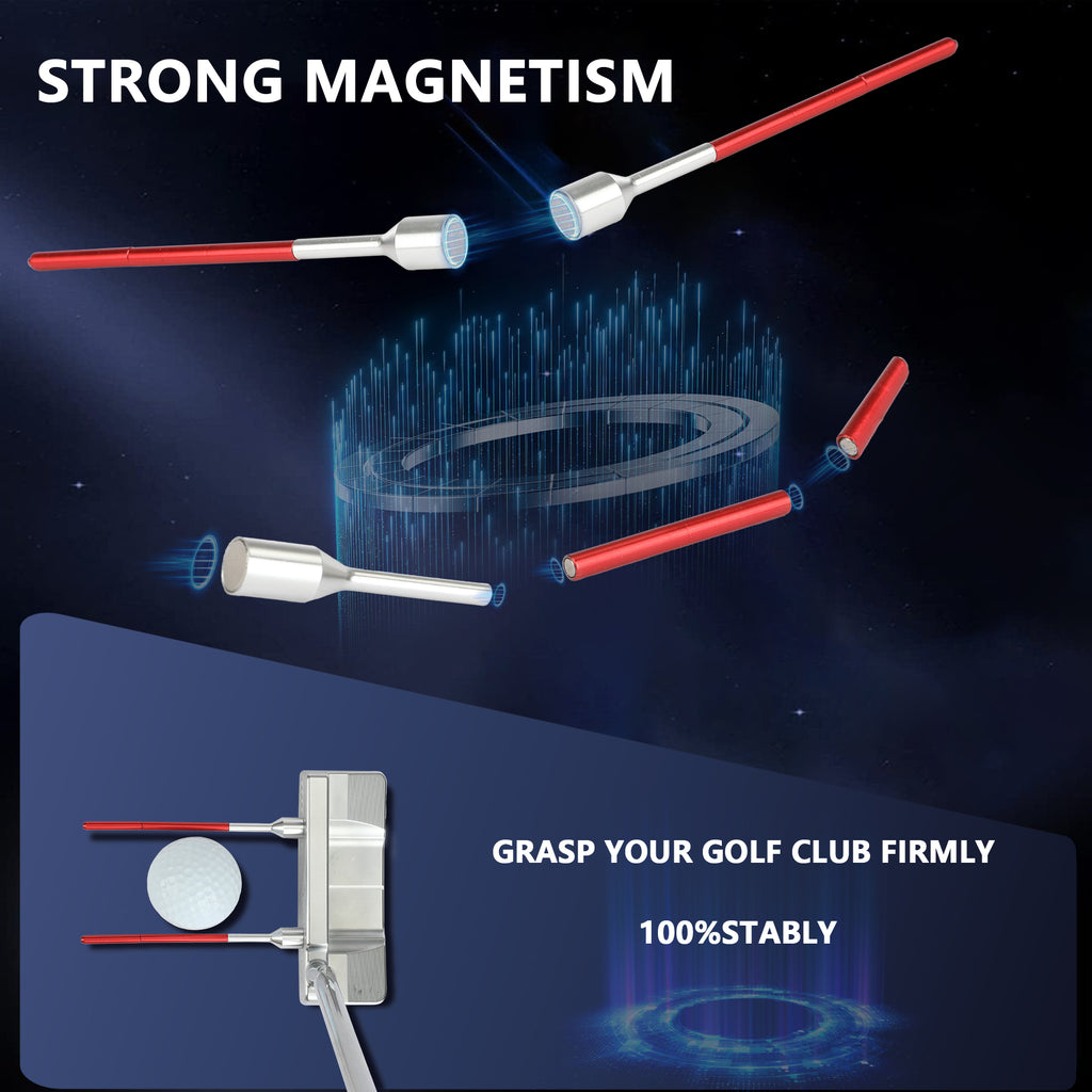 Magnetic Golf Putter Alignment Aid Training Tool - Premium Aluminum Putter Face Angle Corrector - Portable Golf Putting Precision Practice Equipment for Home & Green