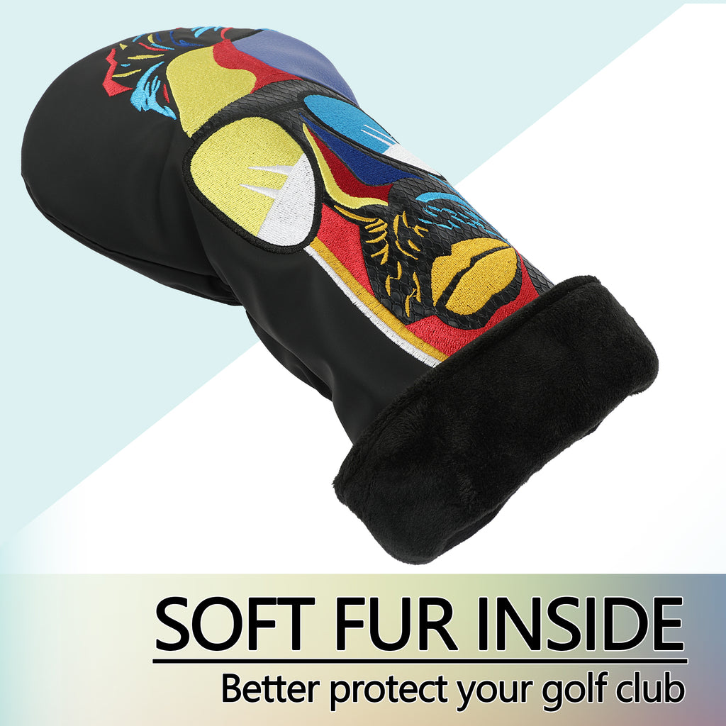 Punk Style Golf Club Head Cover 1 Wood Special Thickened Anti-Collision PU Strong Hand Feel Golf Accessories