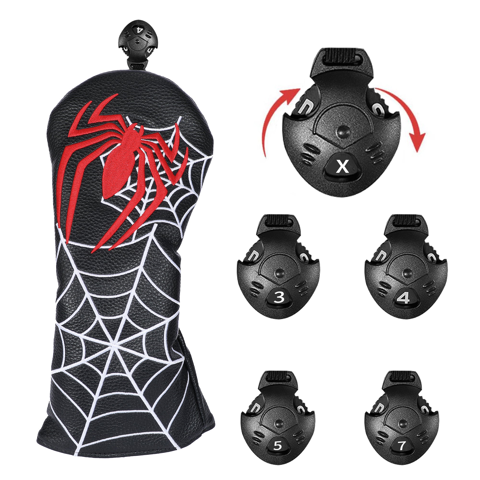 Spider Embroidery Golf Wood Headcover 4pcs/set Driver Fairway Hybrid Woods Head Cover