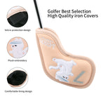 Golf Headcovers,Premium PU Leather  Waterproof Durable High-density Embroidered Club Label And Cat Pattern Club Head Cover Set of 9 Fits Most Clubs