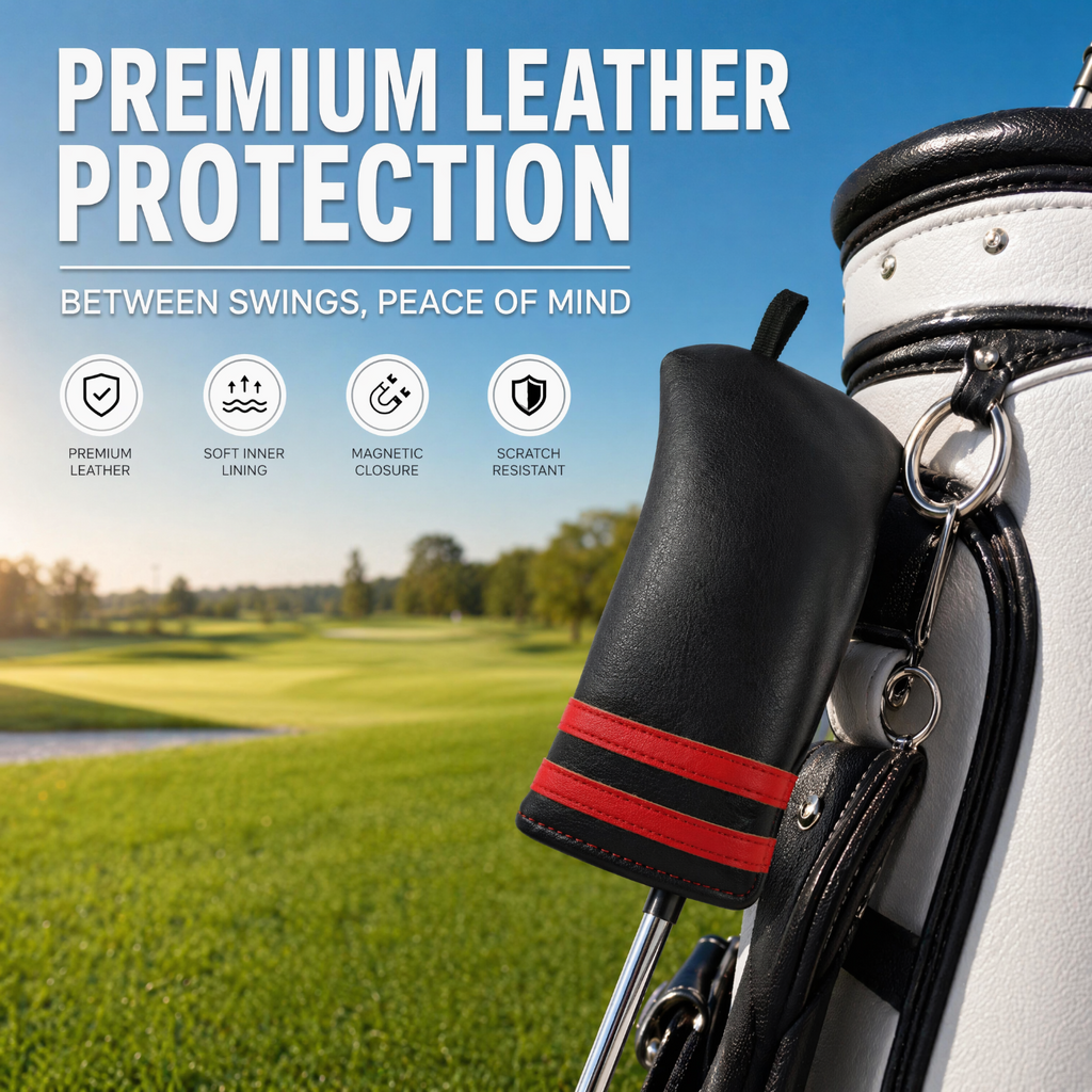 Premium Blade Putter Cover - Magnetic PU Leather Golf Headcover with Applique Embroidery & Velvet Lining, 5 Colors, Fits Scotty Cameron, Odyssey, Newport & Blade Putters