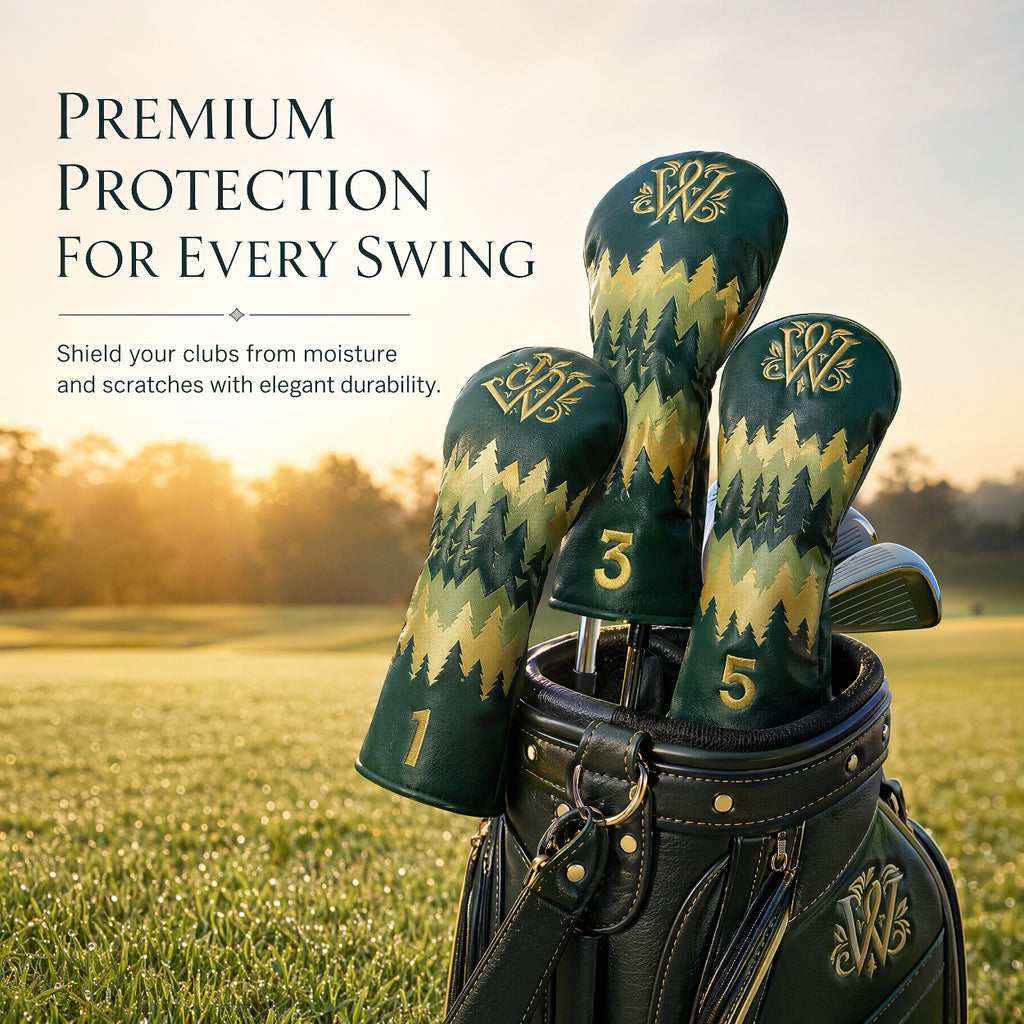 Wosofe Premium 3Pcs Golf Wood Headcover—Forest Green Headcover