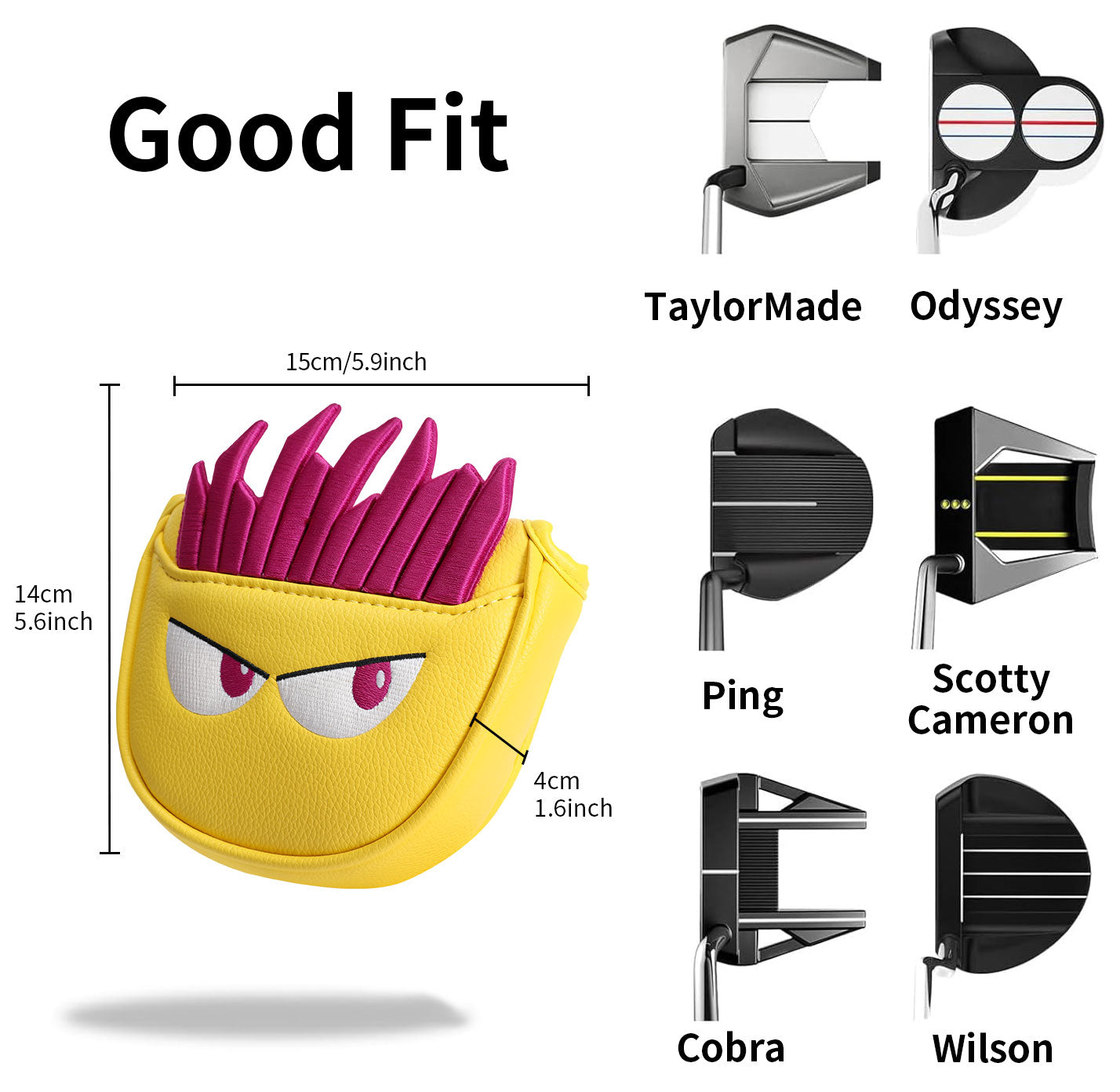Funny French Fries Golf Mallet Putter Cover with Strong Magnetic Closure - Premium PU Leather Putter Headcover for TaylorMade Spider, Odyssey, Scotty Cameron - Creative Golf Bag Accessories & Gift