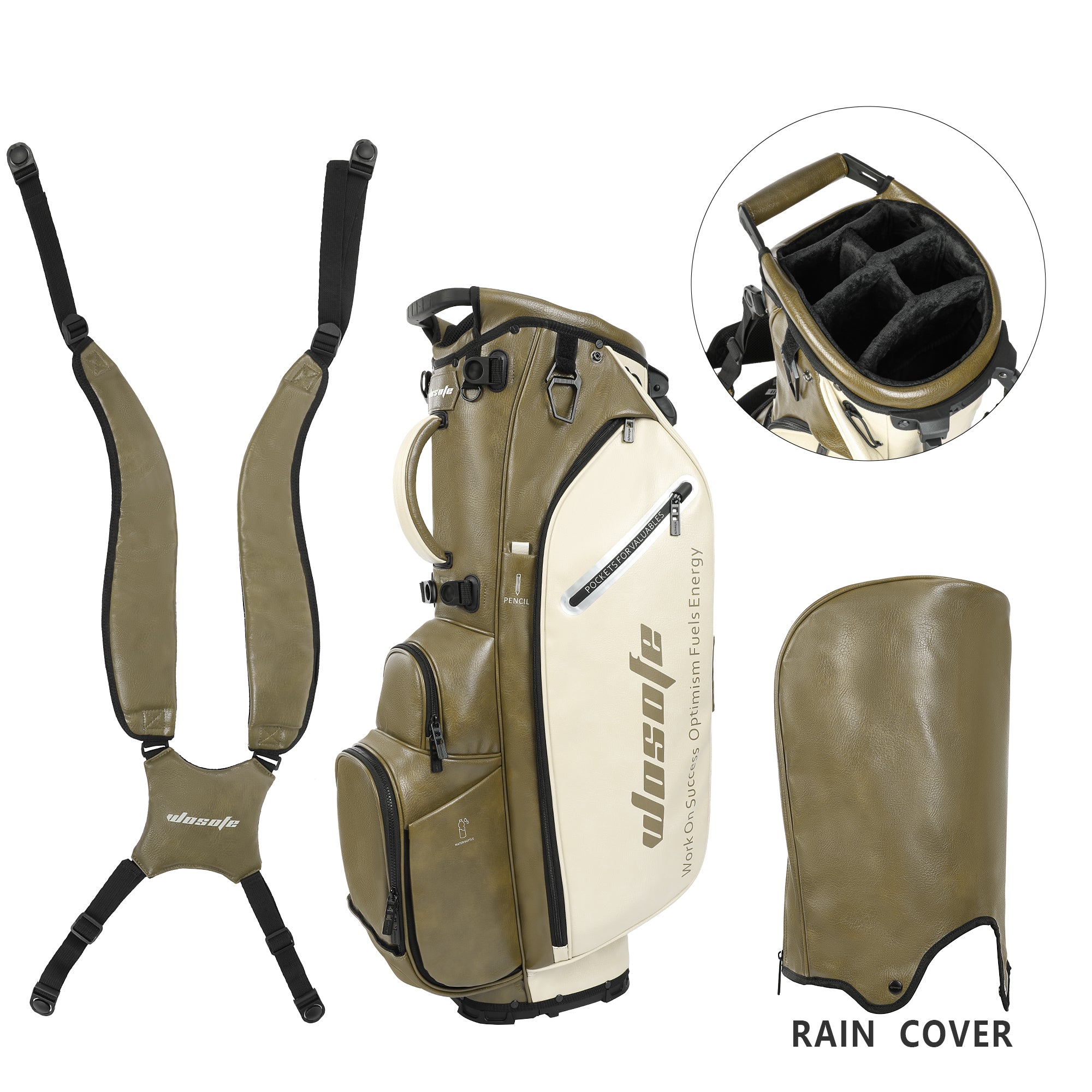 Wosofe JM9001 Golf Stand Bag  Premium PU Leather 6-14Way(Free Shipping)