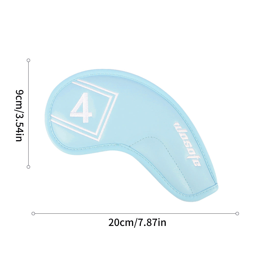 Golf Headcover,PU Leather Iron Head Cover 9 Pcs/Set Waterproof Durable Macaron Color Palette Embroidery Design