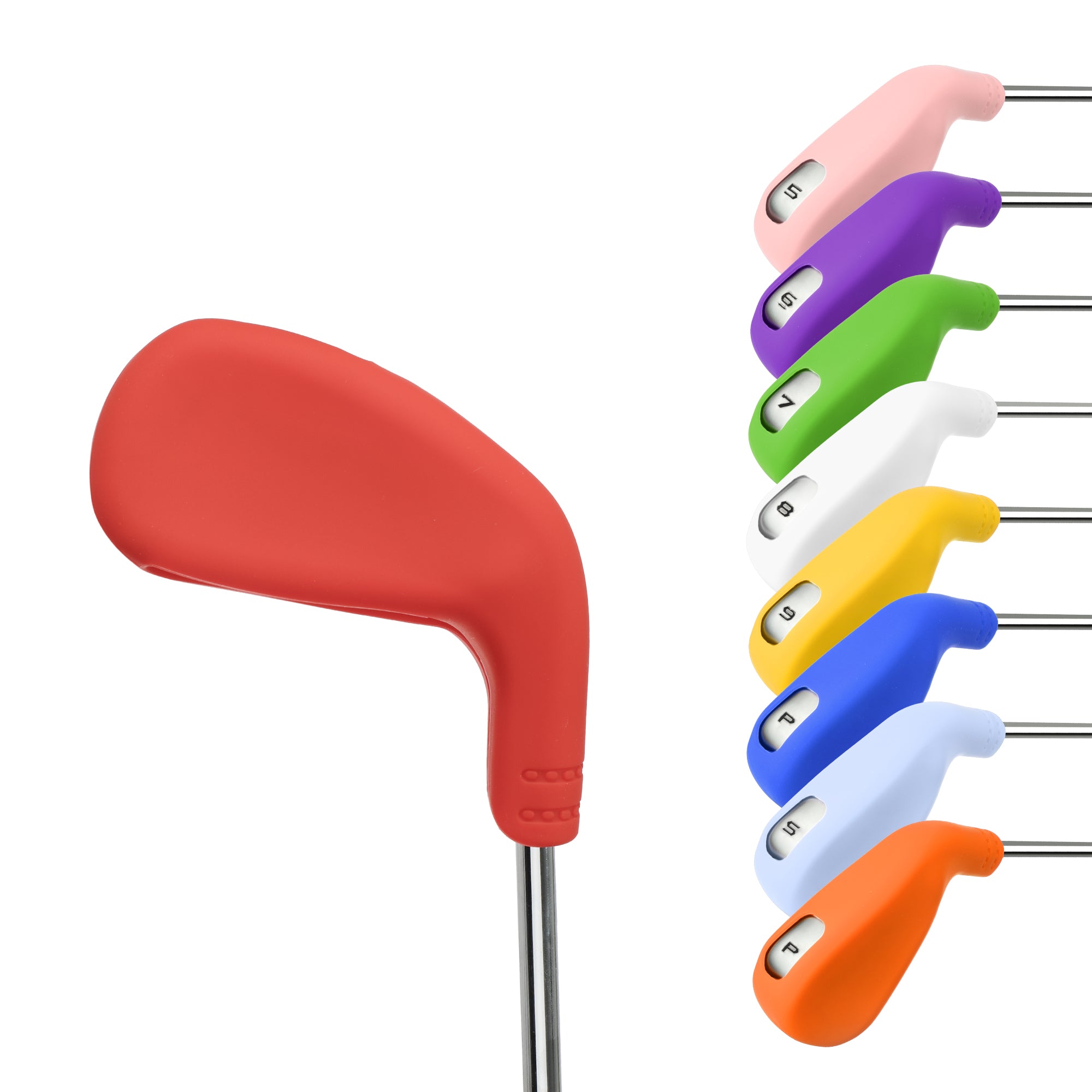 Premium Rubber Golf Iron Headcovers Set - 10pc Waterproof Iron Club Protectors with Top View Window for Easy Club ID, Durable & Easy On/Off Design, 11 Color Options