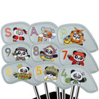 PU Golf Headcover| Embroidered Panda Design Iron Club Golf Head Cover Set Waterproof Durable Effective Protection Club