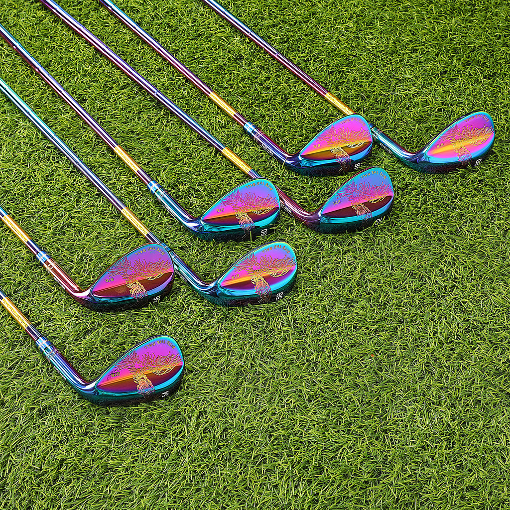 Premium Rainbow Electroplated Golf Sand Wedge - 303 Stainless Steel High-Spin Putter Style Wedge with Anti-Slip Rubber Grip, Durable & Stylish Sand Club for Men & Women