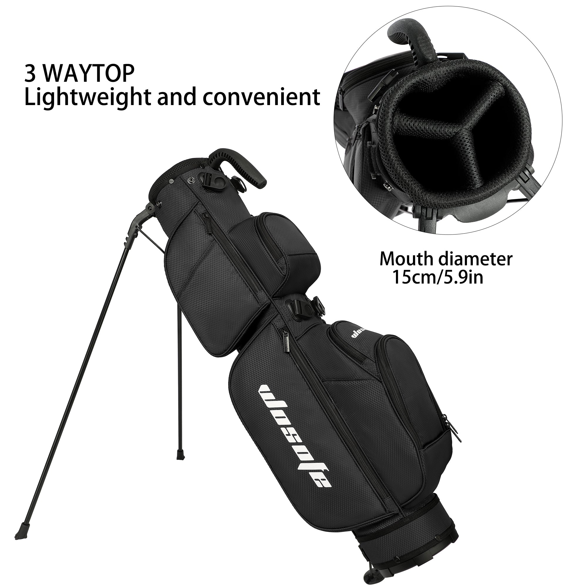 Lightweight 3-Way Golf Stand Bag  Ultra-Portable