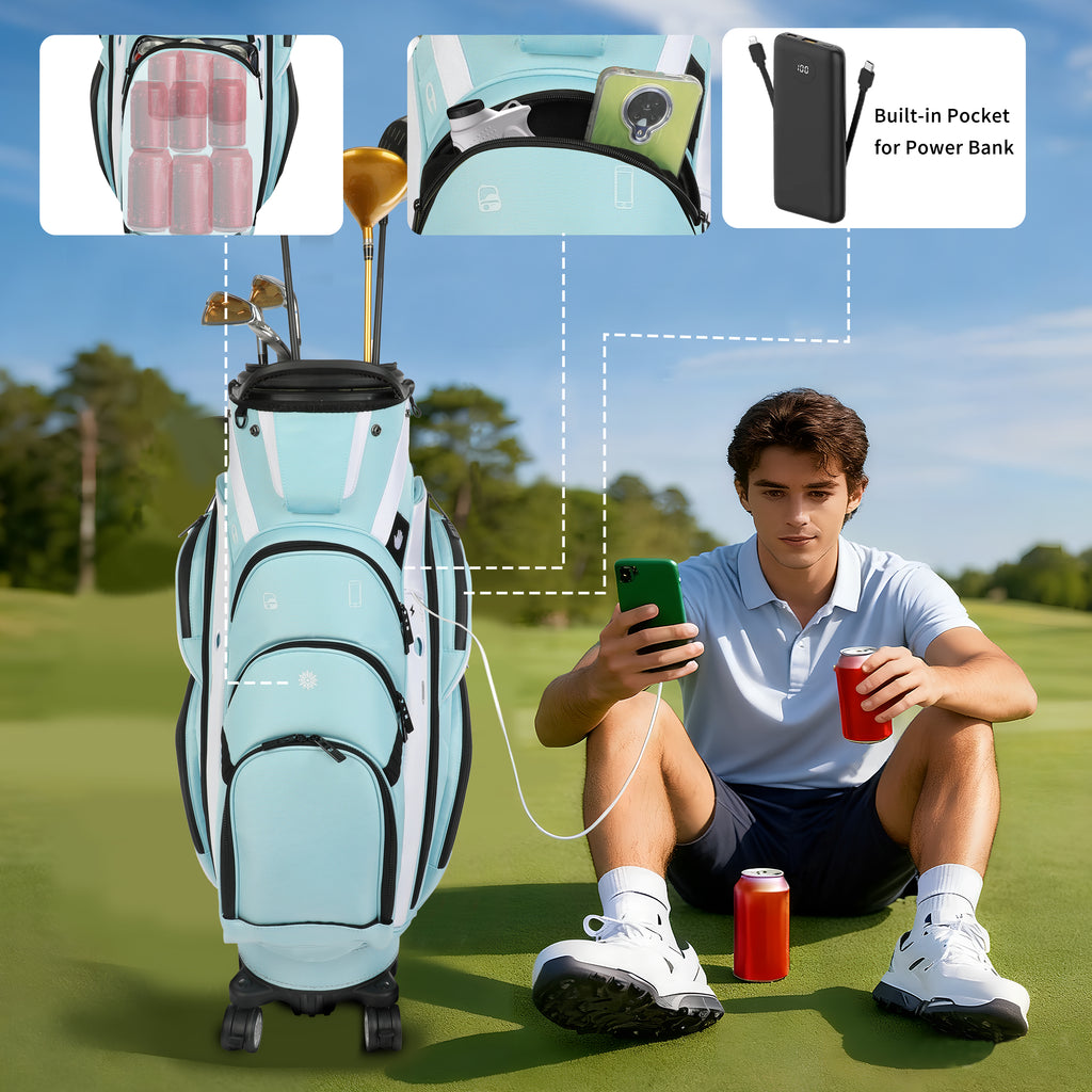 golf travel bags with wheels, Golf Cart and Travel Bag Retractable Cover,Golf Carry Bag for Men and Women, Multiple Storage Pockets, Shoe Compartment, Golf Cart Bag, 4 Colors to Choose from(FreeShipping)