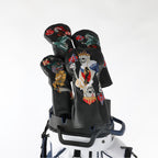 Golf wood headcover Scratch-proof waterproof furable fits 1/3/5 wood/UT skull playing card embroidery design