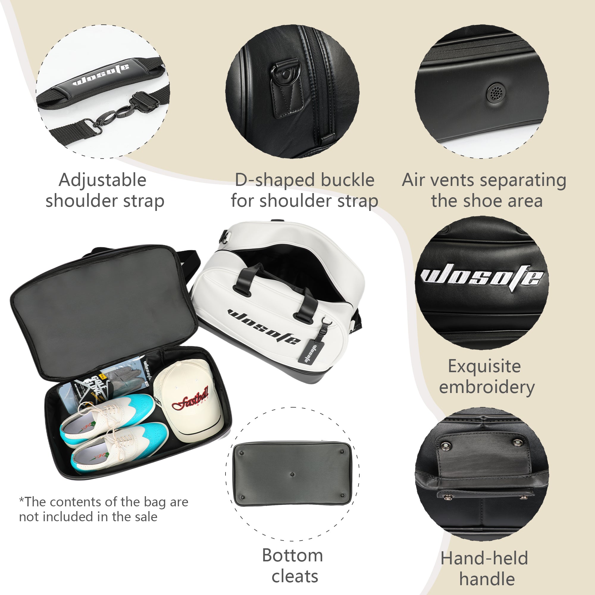 Golf Bag High Quality PU Leather Black Waterproof Golf Clothes Bag