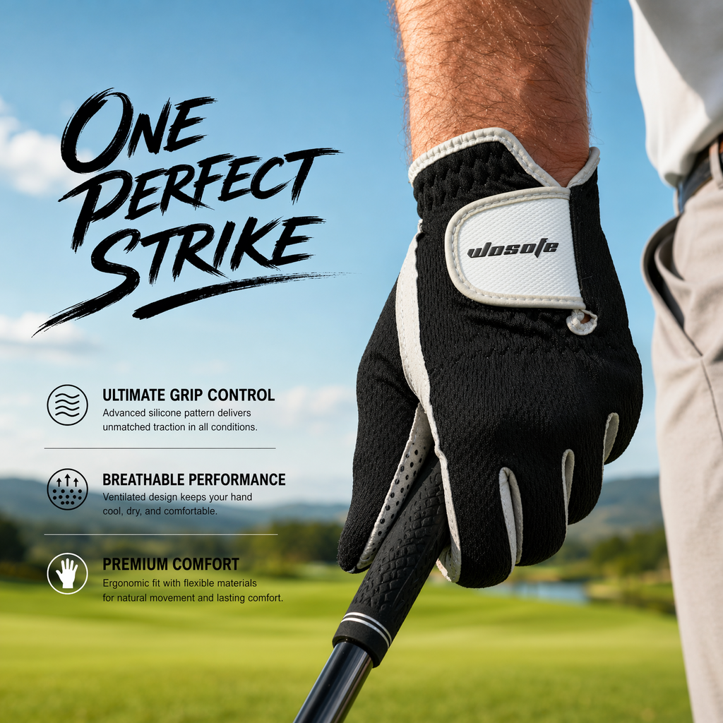 Golf Glove Mens Left Hand Gray Black Premium Super Fiber Cloth Weathersof Grip Soft Comfortable Perfect for Gift