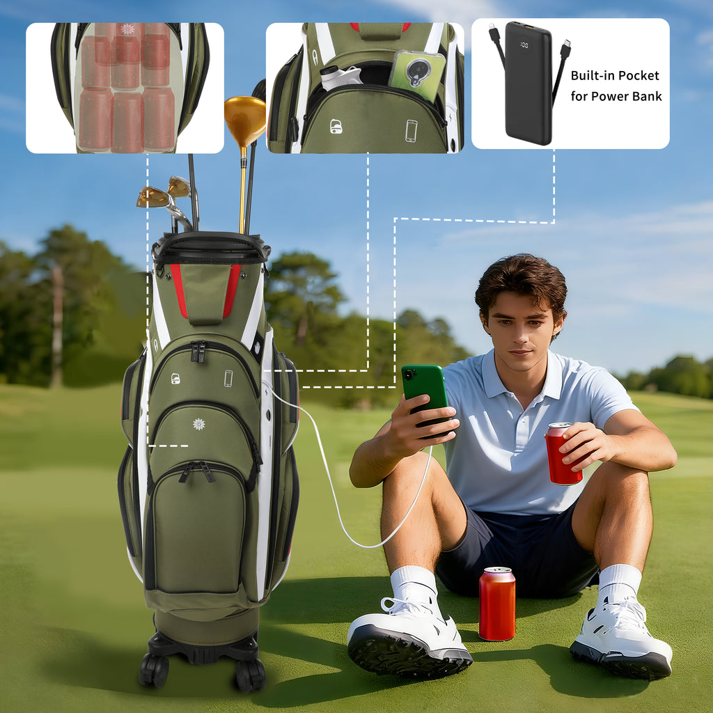 golf travel bags with wheels, Golf Cart and Travel Bag Retractable Cover,Golf Carry Bag for Men and Women, Multiple Storage Pockets, Shoe Compartment, Golf Cart Bag, 4 Colors to Choose from(FreeShipping)