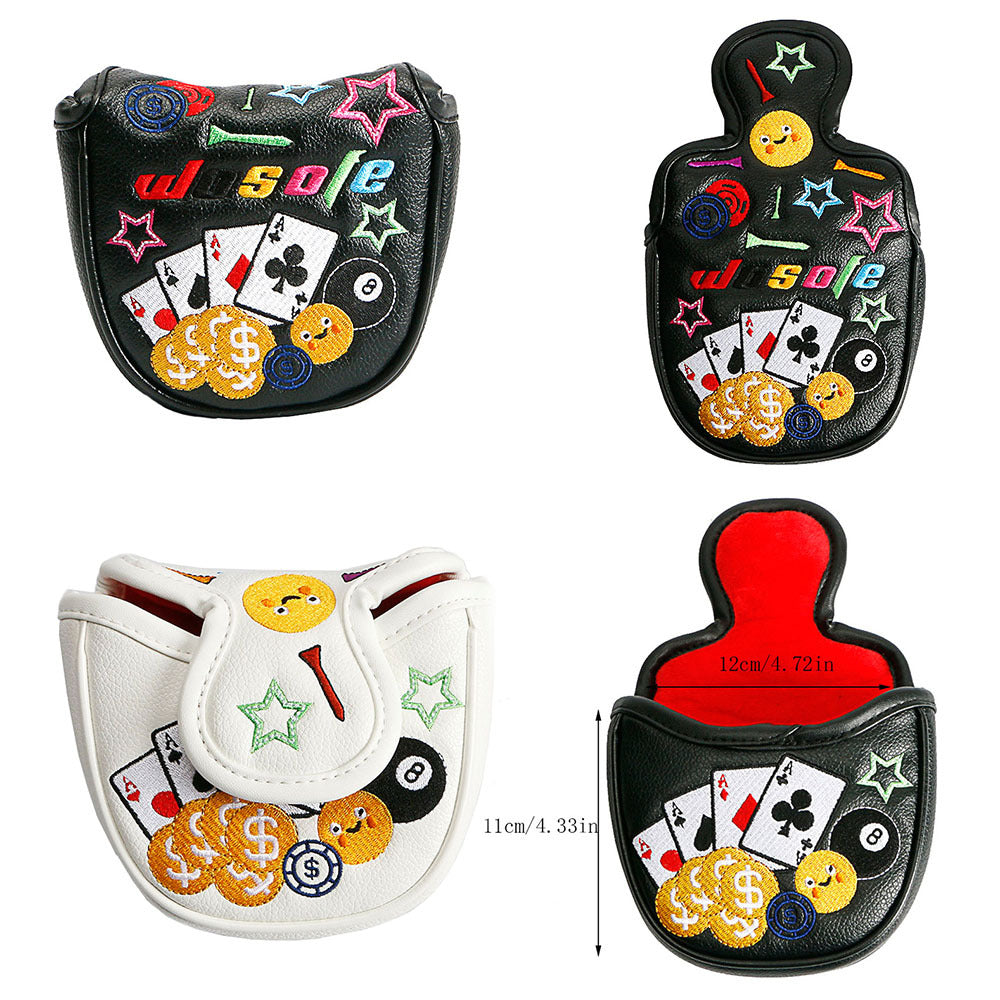 Golf Head Covers Mallet Putter Headcover Magnetic Closure High Qulatity Premium Waterproof PU Leather High-density Embroidery Technology Mallet Putter Covers