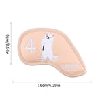 Golf Headcovers,Premium PU Leather  Waterproof Durable High-density Embroidered Club Label And Cat Pattern Club Head Cover Set of 9 Fits Most Clubs