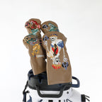 Golf wood headcover Scratch-proof waterproof furable fits 1/3/5 wood/UT skull playing card embroidery design