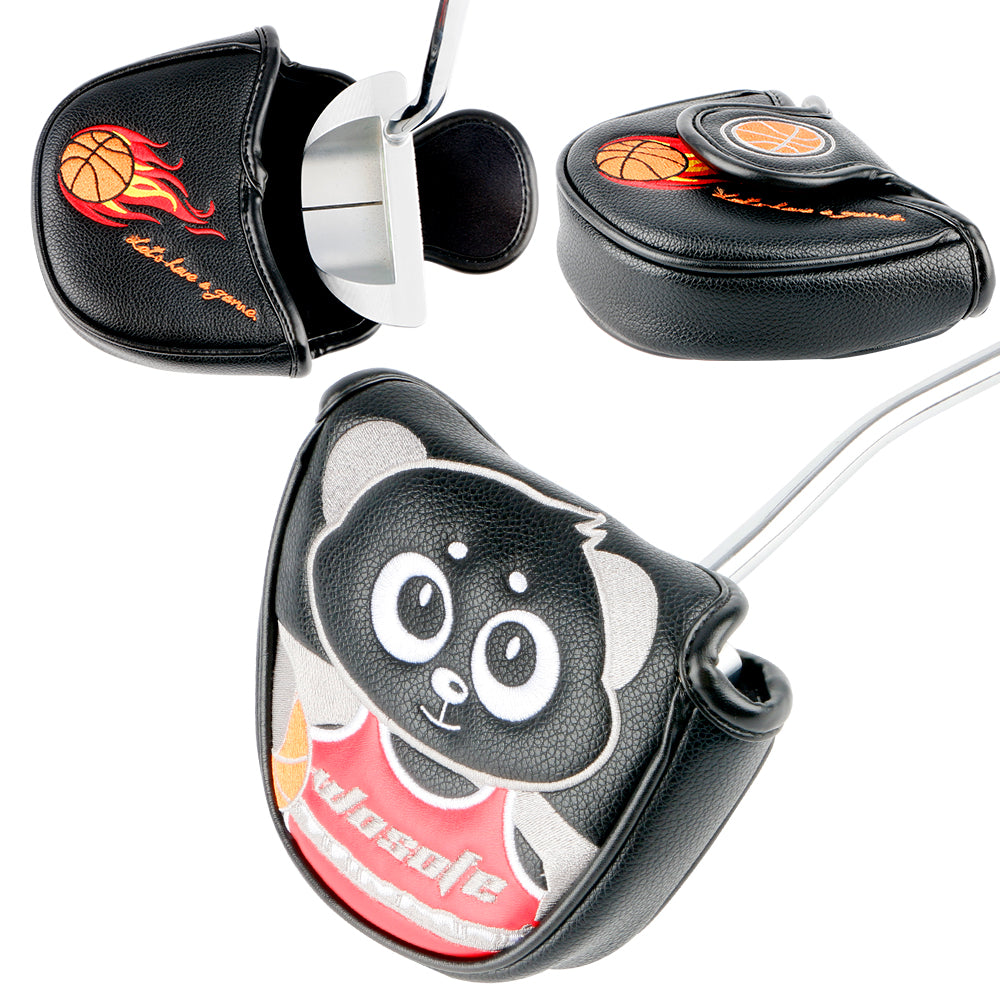 Golf Mallet Putter Cover, Golf Club Cover with Strong Magnetic Closure, PU Leather Waterproof Golf Putter Cover Golf Accessories Panda Dunk Pattern Embroidery