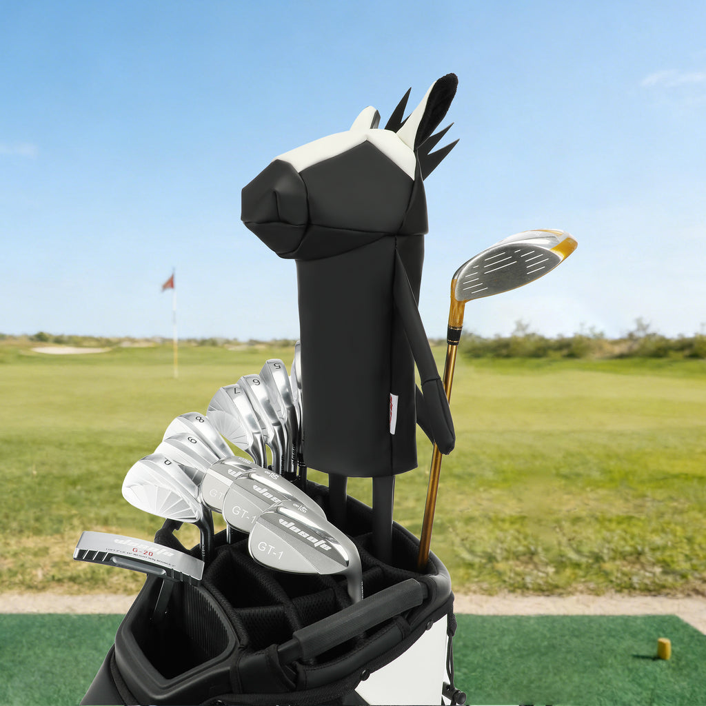 Minimalist Pony Quilted Stitching Golf Driver Headcover - Premium Smooth PU Leather Wood Club Protector, Waterproof & Velvet Lined, Fits All 460cc Drivers, 4 Colors