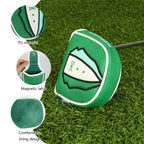 Golf Headcovers Embroidery Premium PU Leather Green Jacket Mallet Putter Cover Magnetic Closure