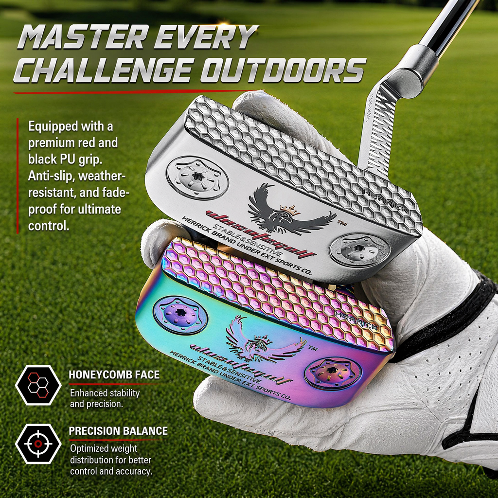 Golf Putter Blade Men Right Hand Black Red HeadCovers PU Grip CNC Steel Mallet Professional Golf Club