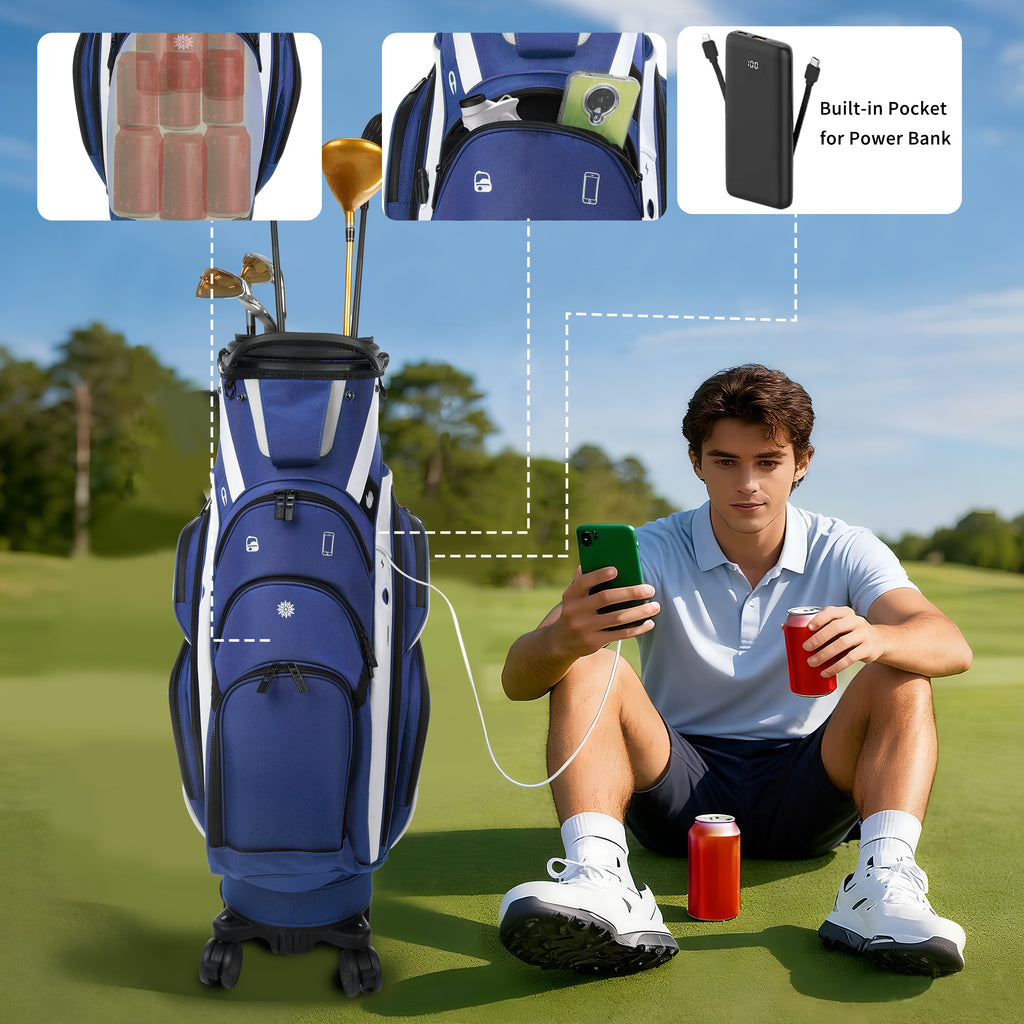 golf travel bags with wheels, Golf Cart and Travel Bag Retractable Cover,Golf Carry Bag for Men and Women, Multiple Storage Pockets, Shoe Compartment, Golf Cart Bag, 4 Colors to Choose from(FreeShipping)