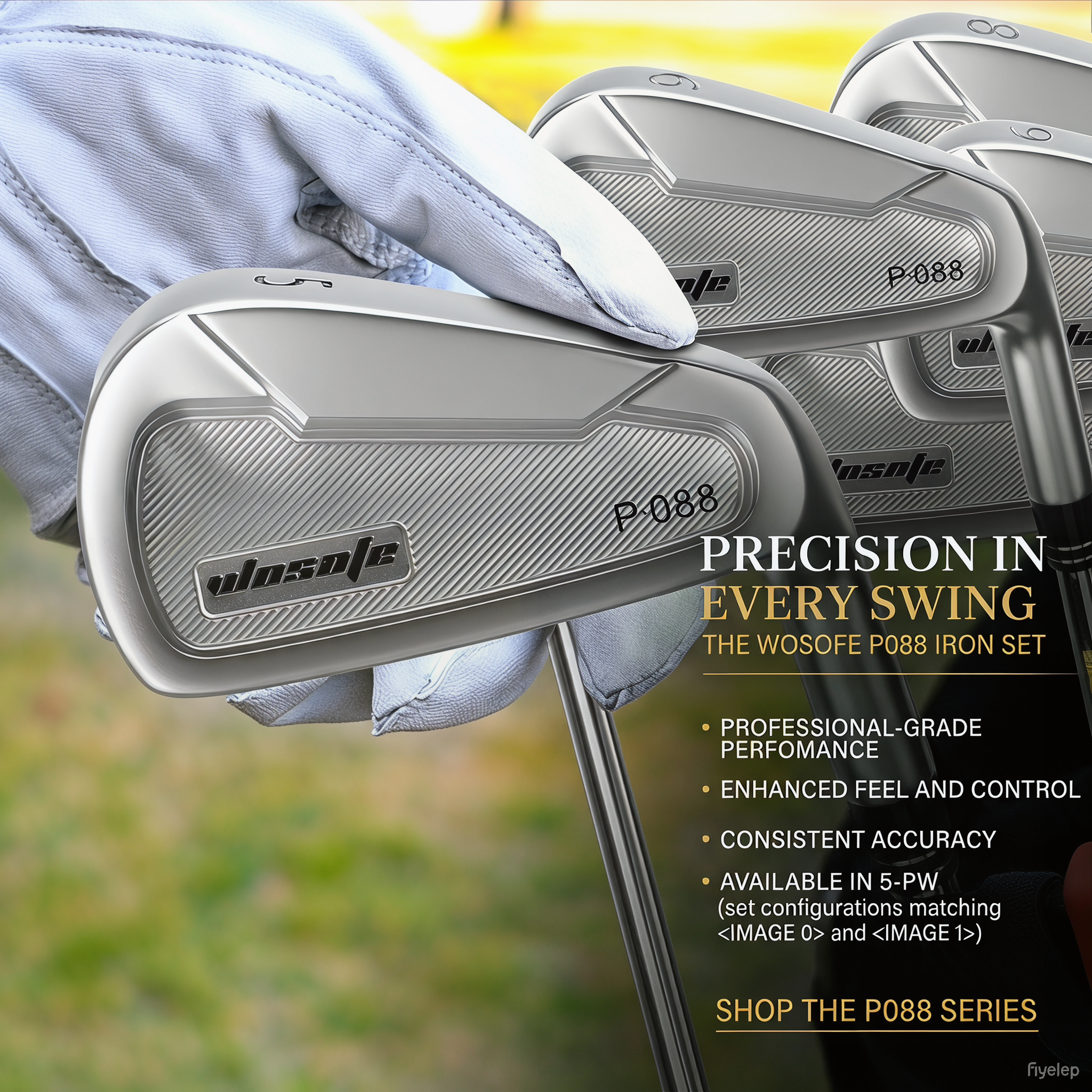 Wosofe P088 Precision Performance Golf Iron Set (6-Piece, 5-PW) – CNC Milled S20C Soft Steel, Professional Forged Irons for Enhanced Control & Feel (Right-Handed)