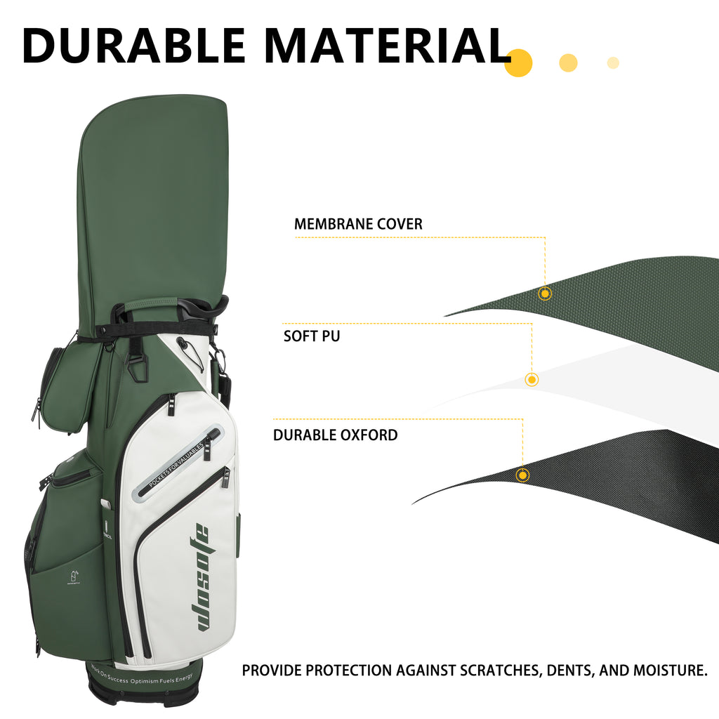 Wosofe 14-Way Golf Cart Bag – Professional Club Organizer with Full-Length Dividers, 10+ Storage Pockets, Insulated Cooler & Rain Hood – Lightweight PU Leather/Oxford Design for Men & Women(FreeShipping)) - Golf Carts Bag - Perfect Gift for Golfers
