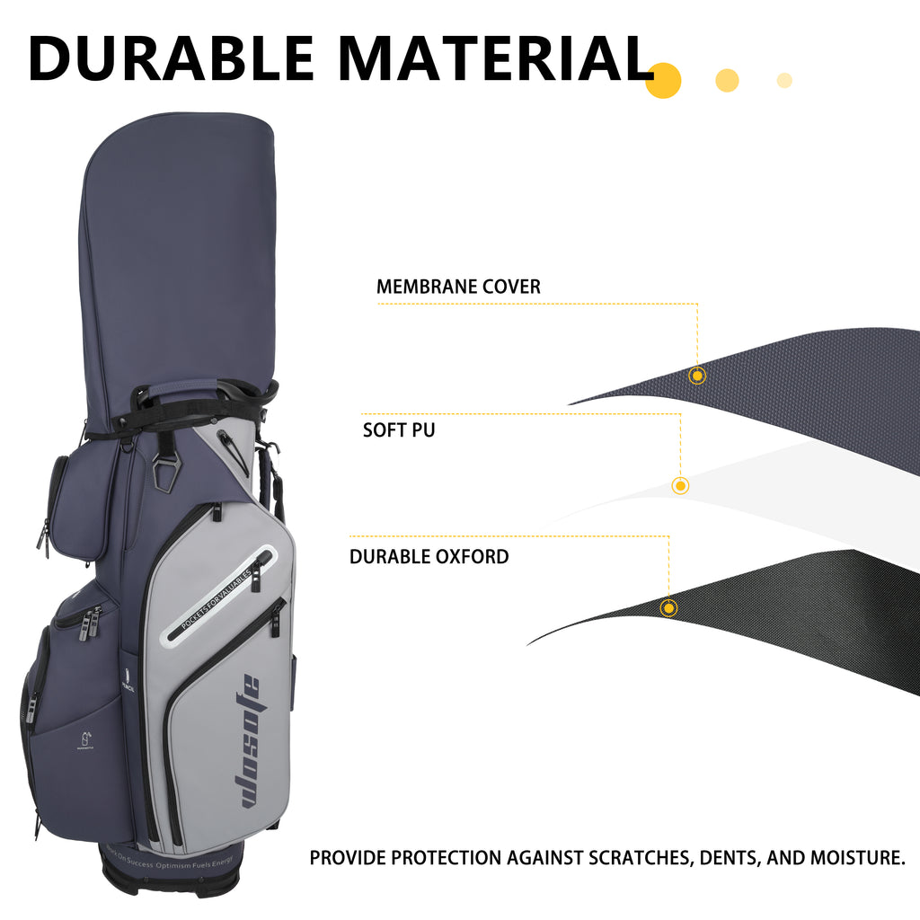 Wosofe 14-Way Golf Cart Bag – Professional Club Organizer with Full-Length Dividers, 10+ Storage Pockets, Insulated Cooler & Rain Hood – Lightweight PU Leather/Oxford Design for Men & Women(FreeShipping)) - Golf Carts Bag - Perfect Gift for Golfers