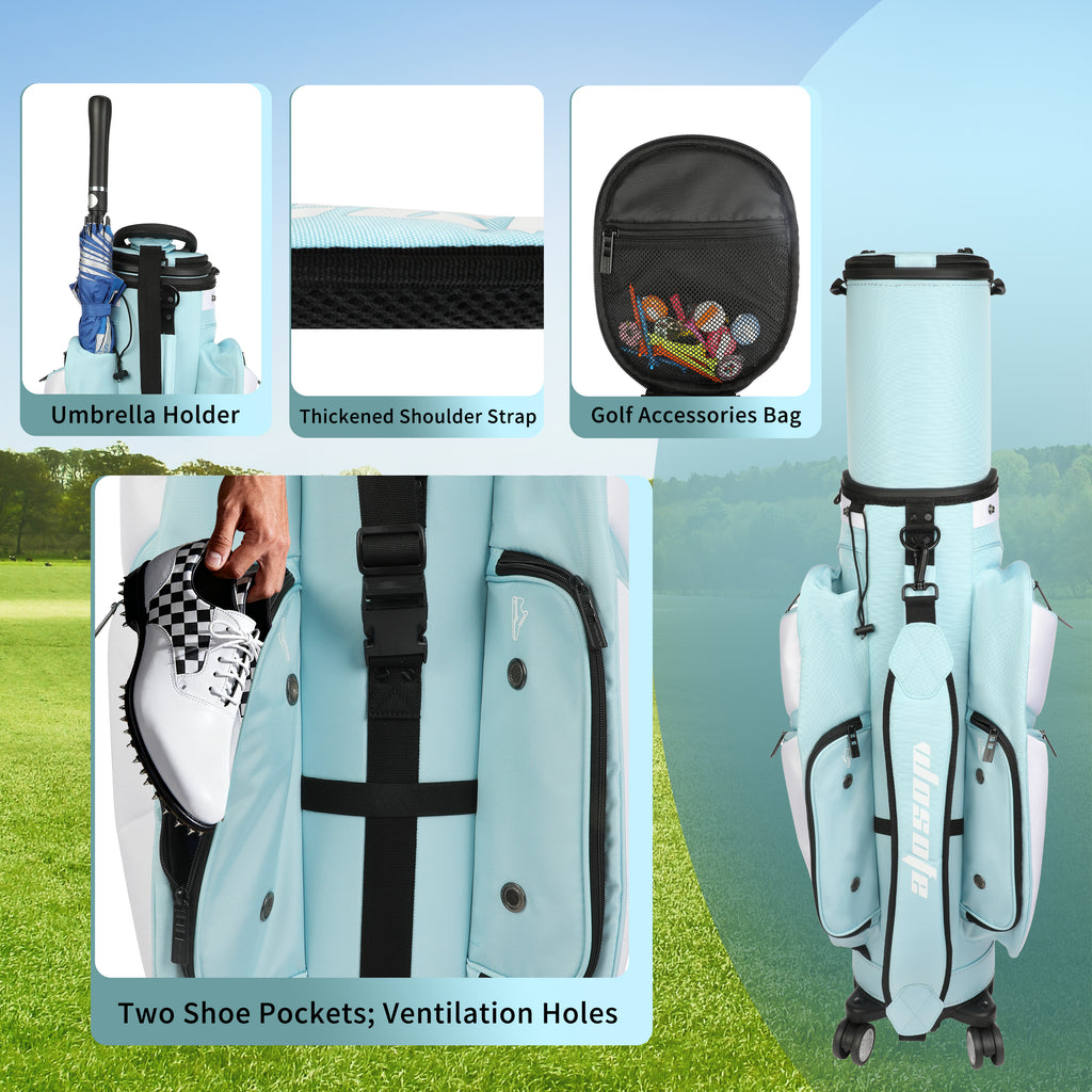 golf travel bags with wheels, Golf Cart and Travel Bag Retractable Cover,Golf Carry Bag for Men and Women, Multiple Storage Pockets, Shoe Compartment, Golf Cart Bag, 4 Colors to Choose from(FreeShipping)