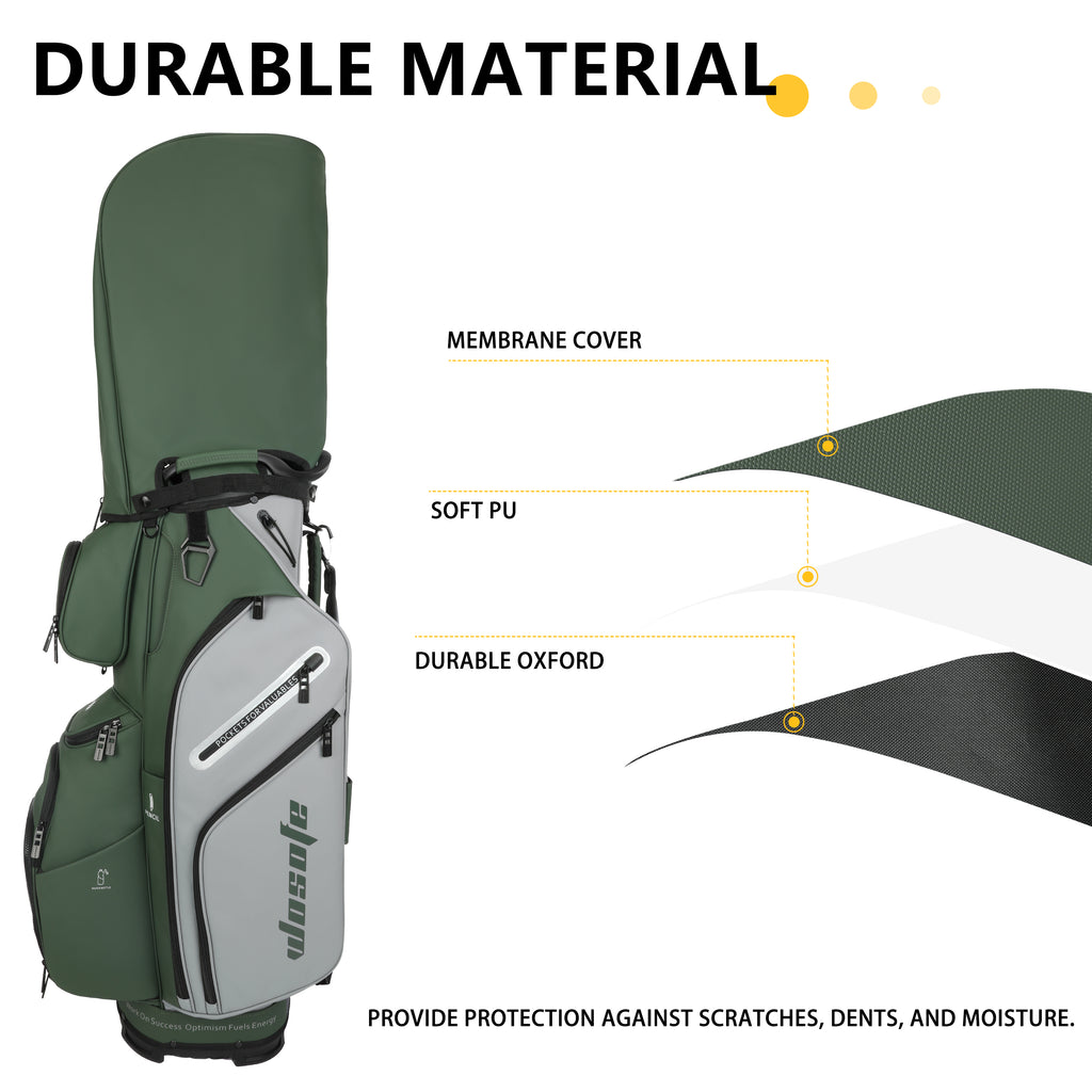 Wosofe 14-Way Golf Cart Bag – Professional Club Organizer with Full-Length Dividers, 10+ Storage Pockets, Insulated Cooler & Rain Hood – Lightweight PU Leather/Oxford Design for Men & Women(FreeShipping)) - Golf Carts Bag - Perfect Gift for Golfers