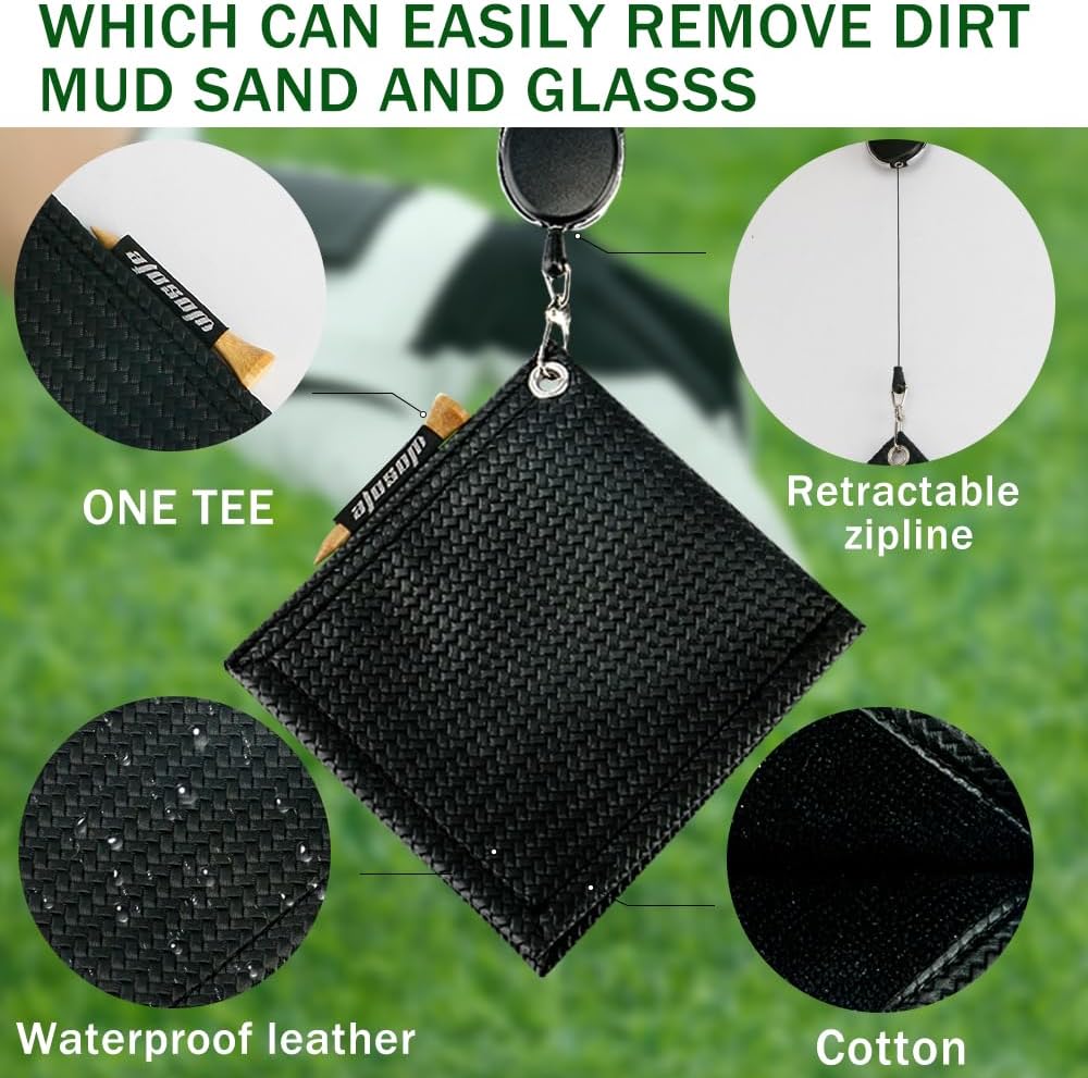 Golf Ball Carry Bag Golf Tee Holder Pu Waterproof Material, Portable Waist Bag with Hooks Golf Accessories Can Hold 3 Golf Balls and 3 Tees, for Golf Lover