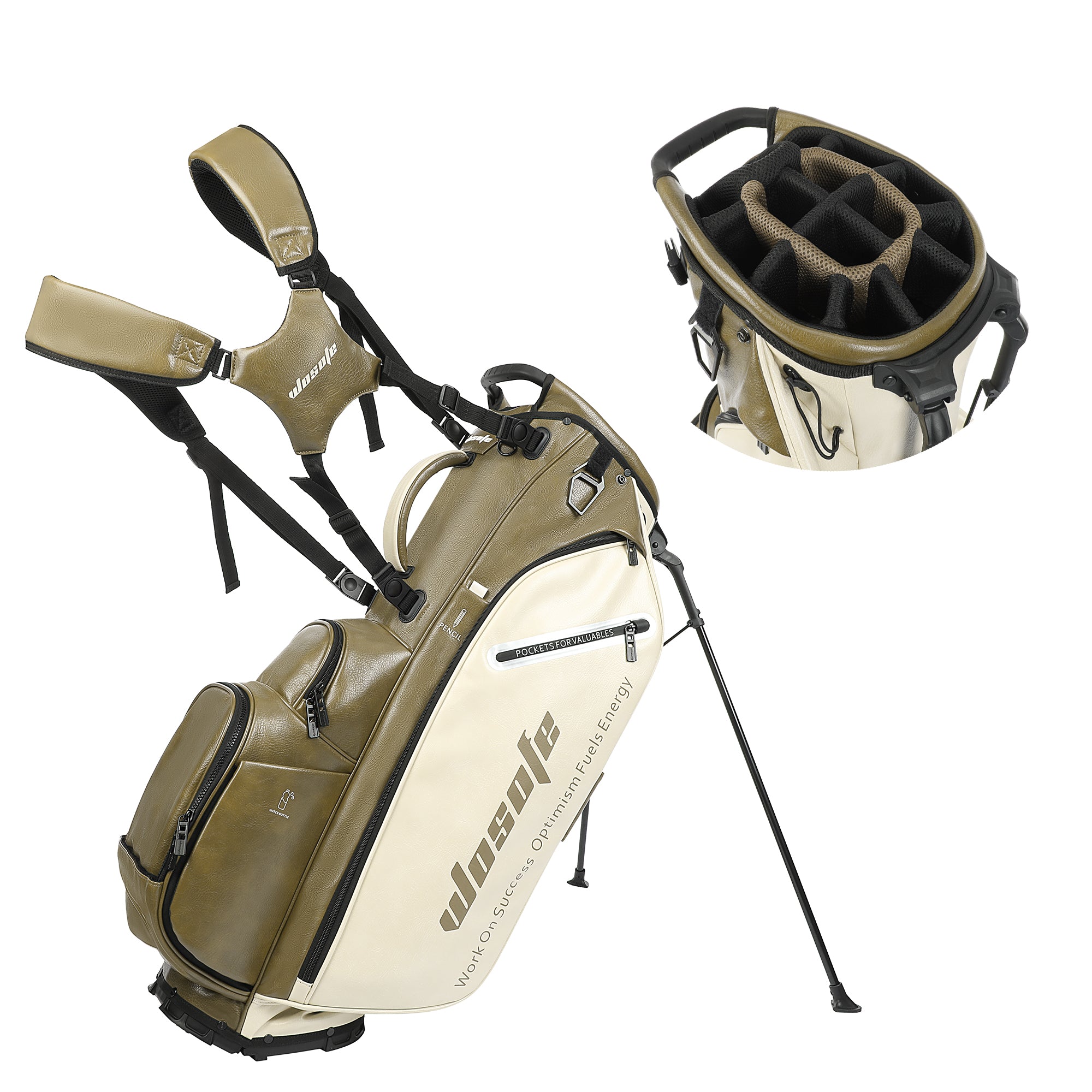 Wosofe JM9001 Golf Stand Bag  Premium PU Leather 6-14Way(Free Shipping)