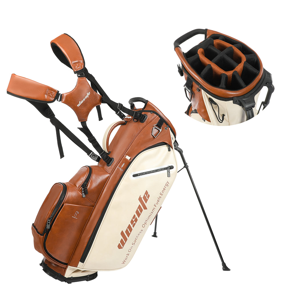 Wosofe JM9001 Golf Stand Bag  Premium PU Leather 6-14Way(Free Shipping)