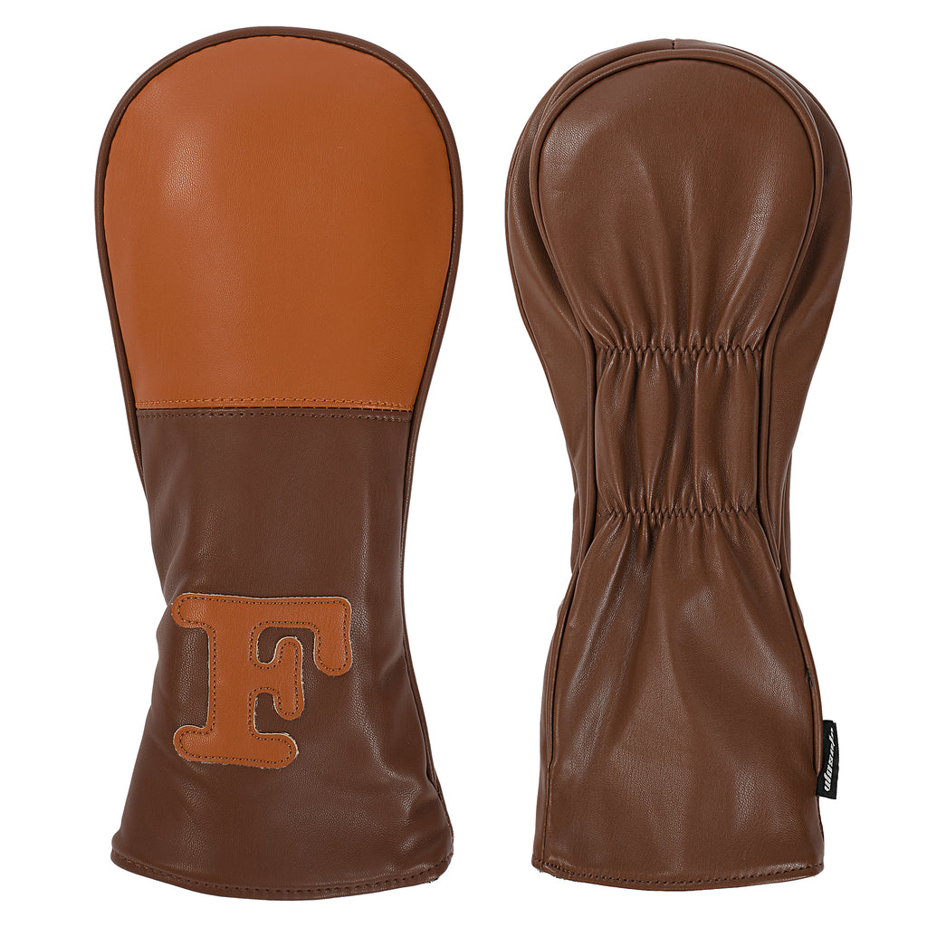 Craftsman Golf Wood Headcover PU Premium Leather Brown Driver Fairway Wood Head Cover