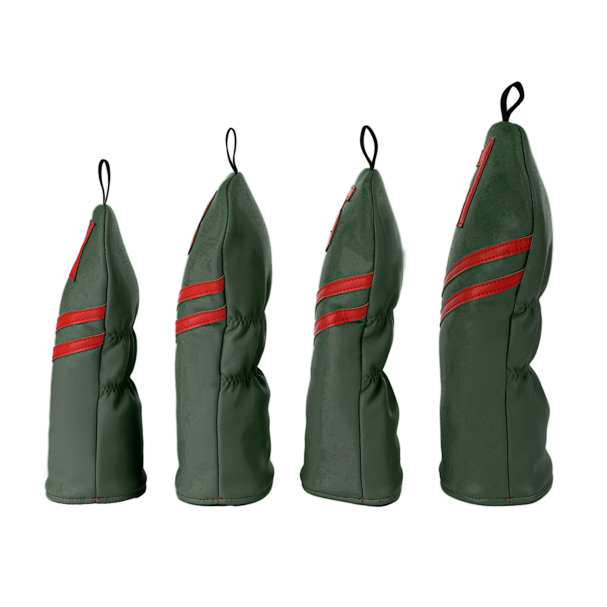 Minimalist 4pc Golf Headcover Set - Premium Waterproof PU Leather Wood Club Covers (Driver, 3/5 Fairway, Hybrid) with High-Quality Applique Embroidery & Velvet Lining, 5 Colors