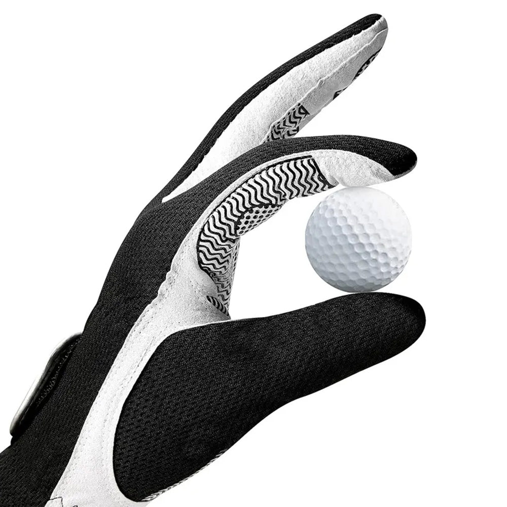 Golf Glove Mens Left Hand Gray Black Premium Super Fiber Cloth Weathersof Grip Soft Comfortable Perfect for Gift