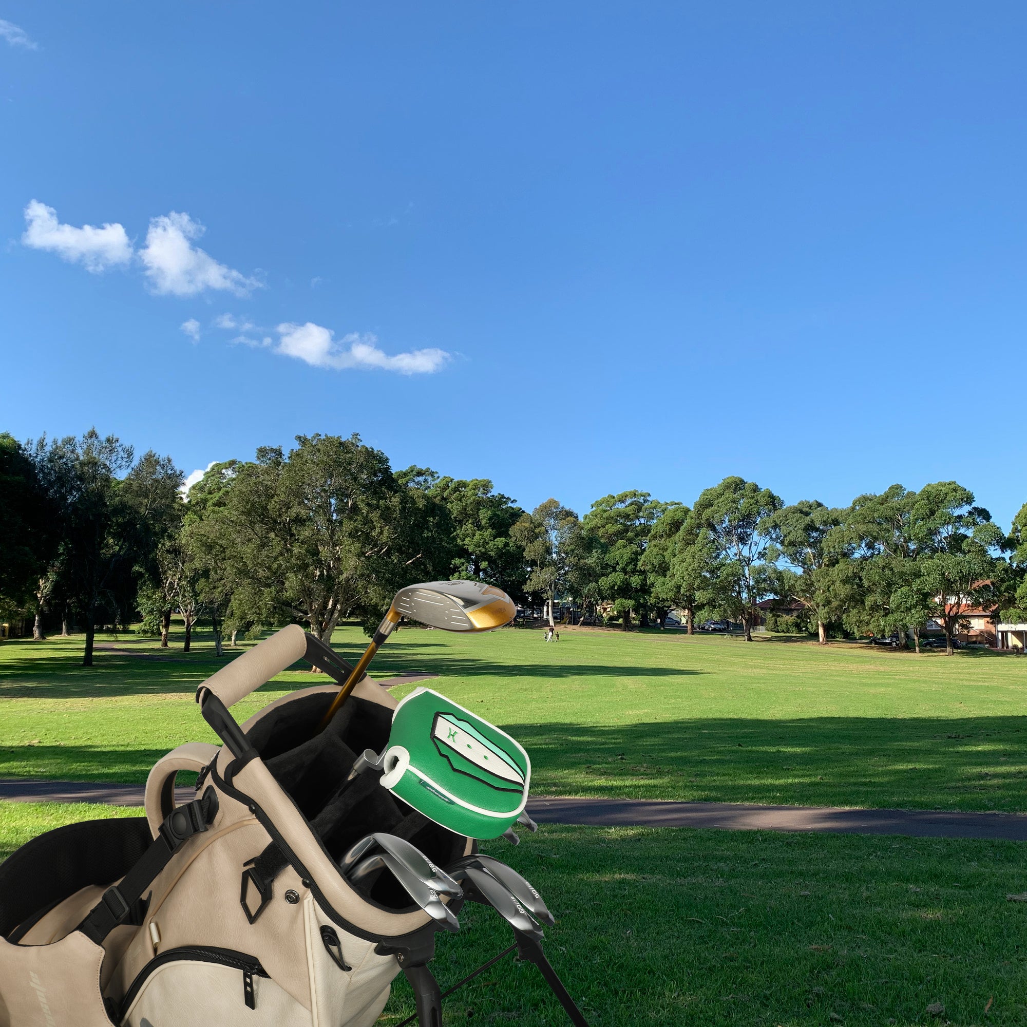 Golf Headcovers Embroidery Premium PU Leather Green Jacket Mallet Putter Cover Magnetic Closure