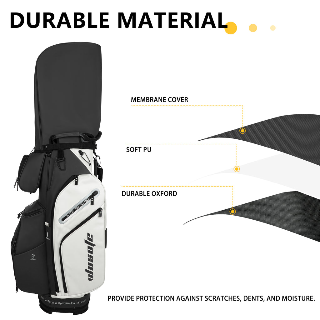 Wosofe 14-Way Golf Cart Bag – Professional Club Organizer with Full-Length Dividers, 10+ Storage Pockets, Insulated Cooler & Rain Hood – Lightweight PU Leather/Oxford Design for Men & Women(FreeShipping)) - Golf Carts Bag - Professional Golf Equipment