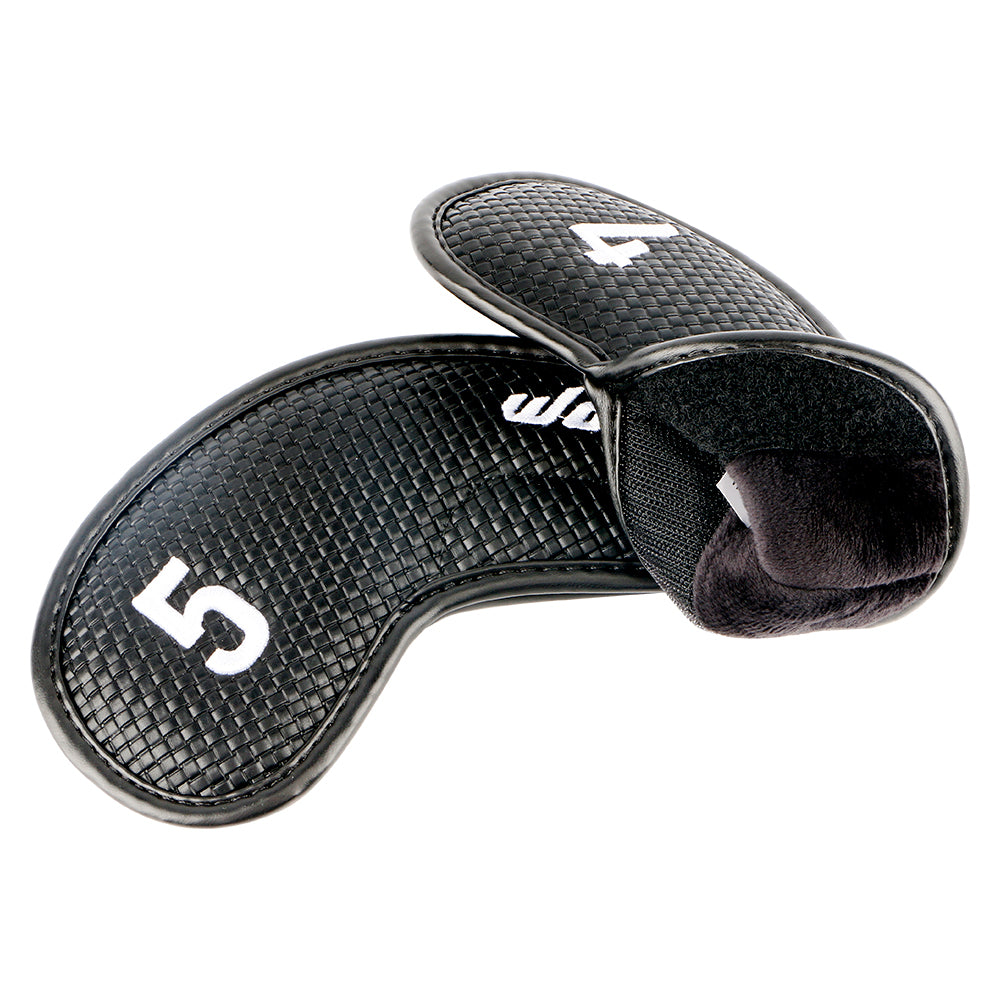 Golf Headcover ,PU Leather golf Iron Head Cover ,9 Pcs/Set Waterproof Digital Voltage Design Extended Braided Iron Cover Set