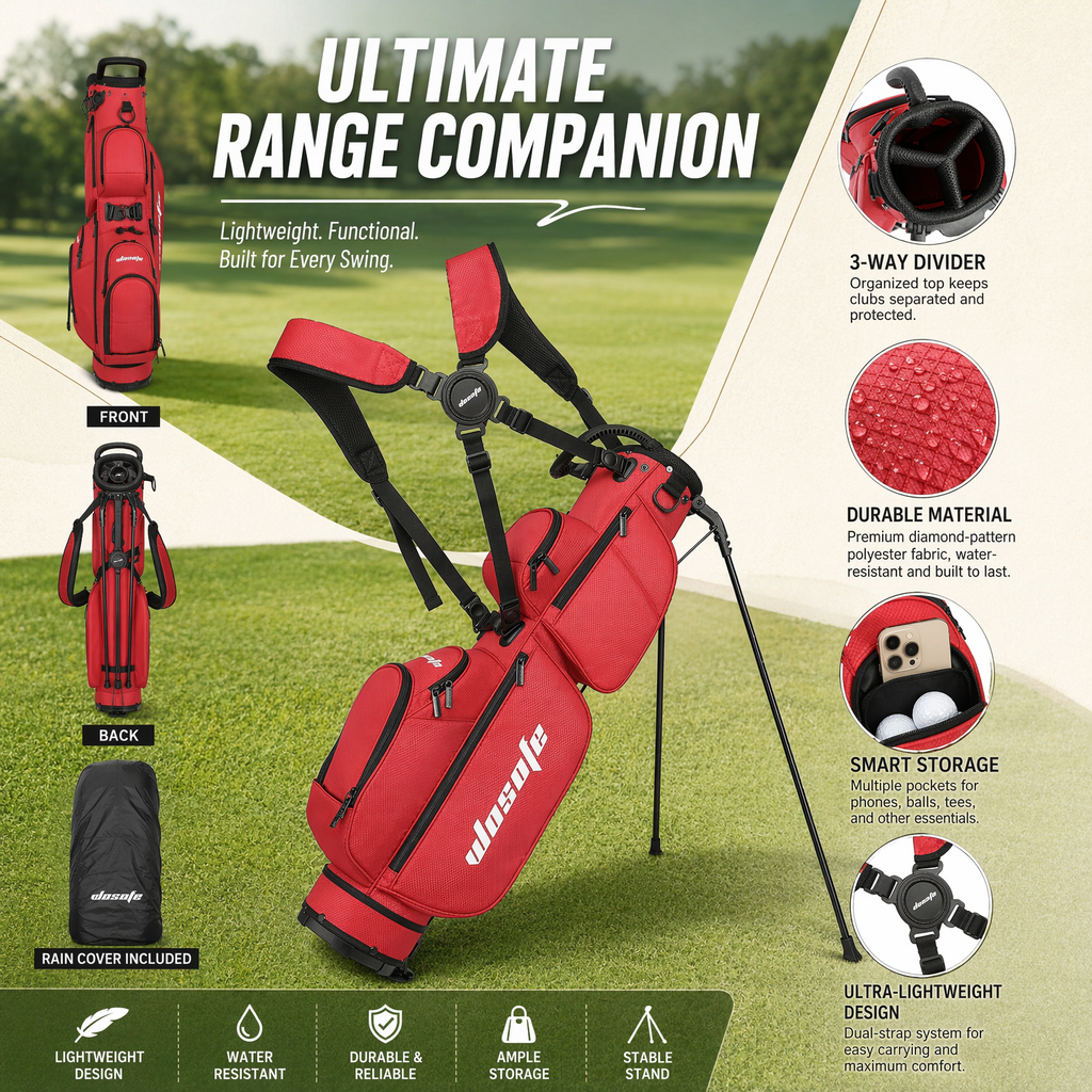 Lightweight 3-Way Golf Stand Bag  Ultra-Portable