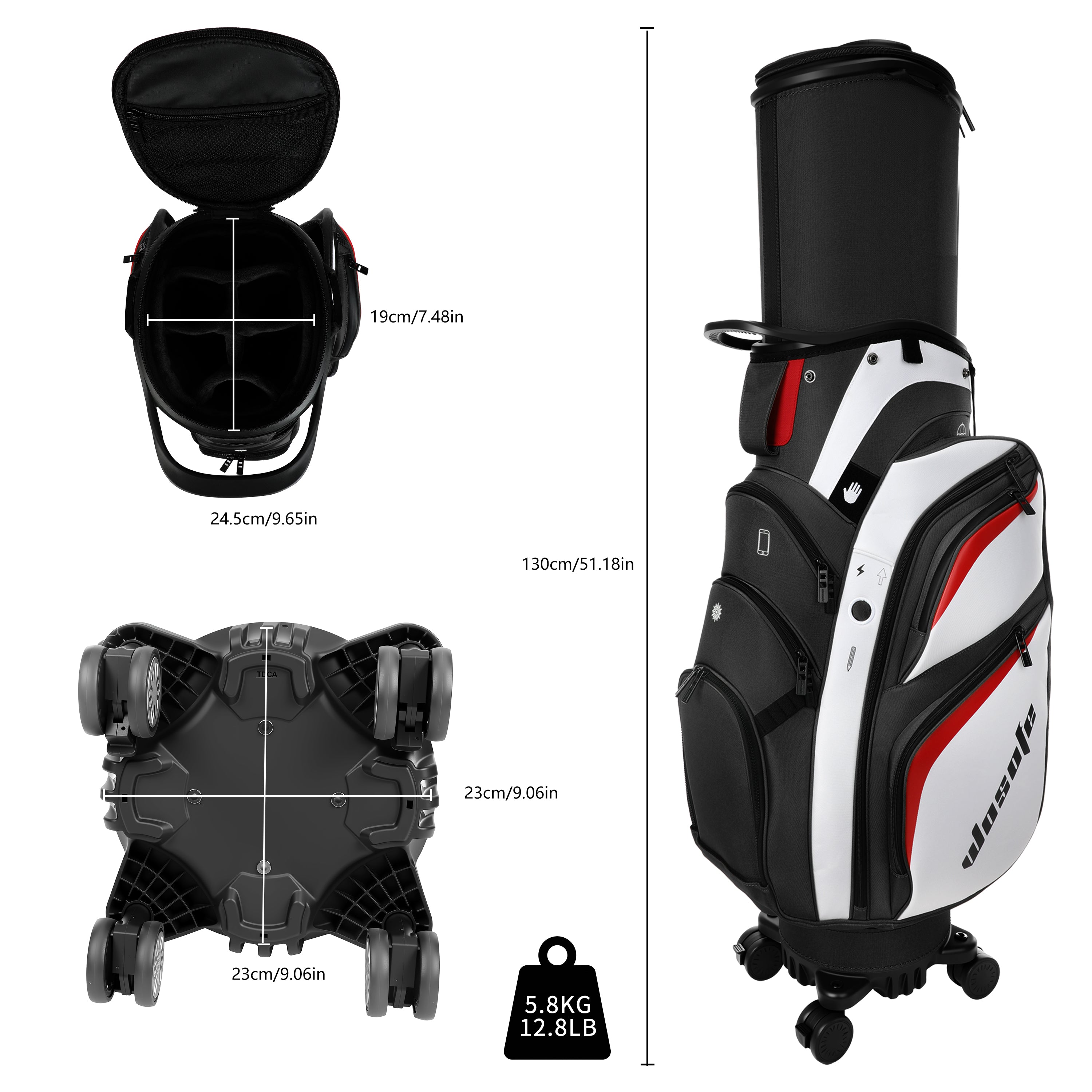 golf travel bags with wheels, Golf Cart and Travel Bag Retractable Cover,Golf Carry Bag for Men and Women, Multiple Storage Pockets, Shoe Compartment, Golf Cart Bag, 4 Colors to Choose from(FreeShipping)