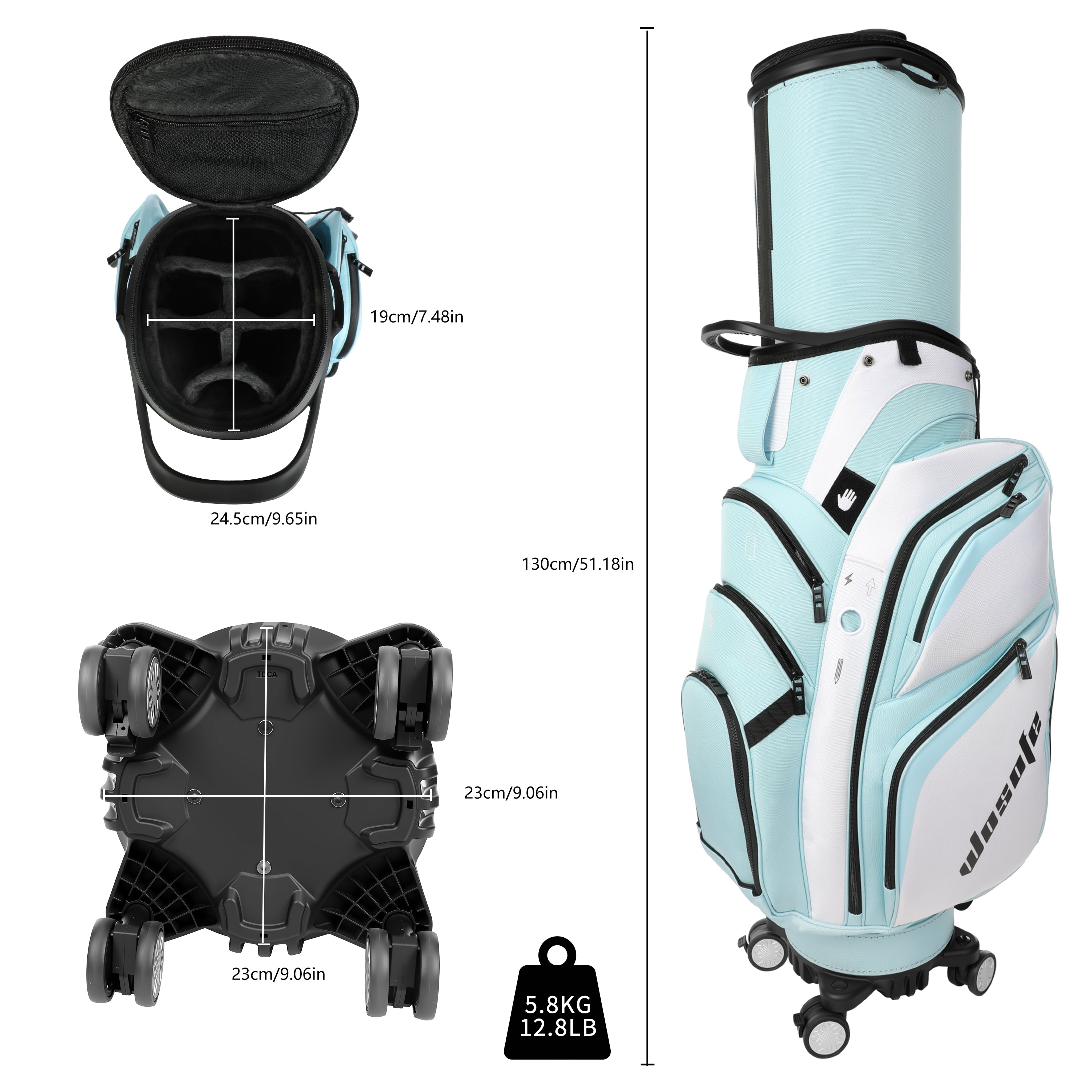 golf travel bags with wheels, Golf Cart and Travel Bag Retractable Cover,Golf Carry Bag for Men and Women, Multiple Storage Pockets, Shoe Compartment, Golf Cart Bag, 4 Colors to Choose from(FreeShipping)
