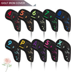 Black Golf Iron Covers Club Cap Covers Beaded Embroidered Club Head Protectors Made In China