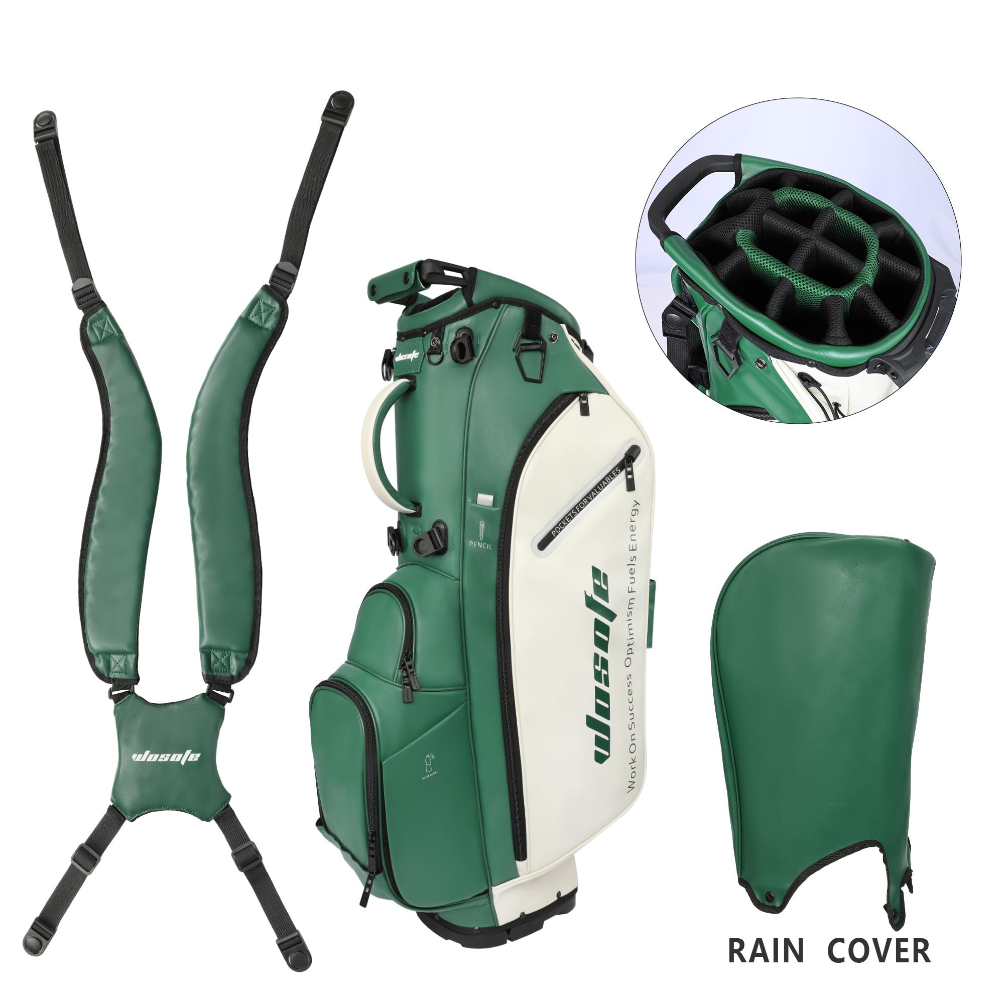 Wosofe JM9001 Golf Stand Bag  Premium PU Leather 6-14Way(Free Shipping)