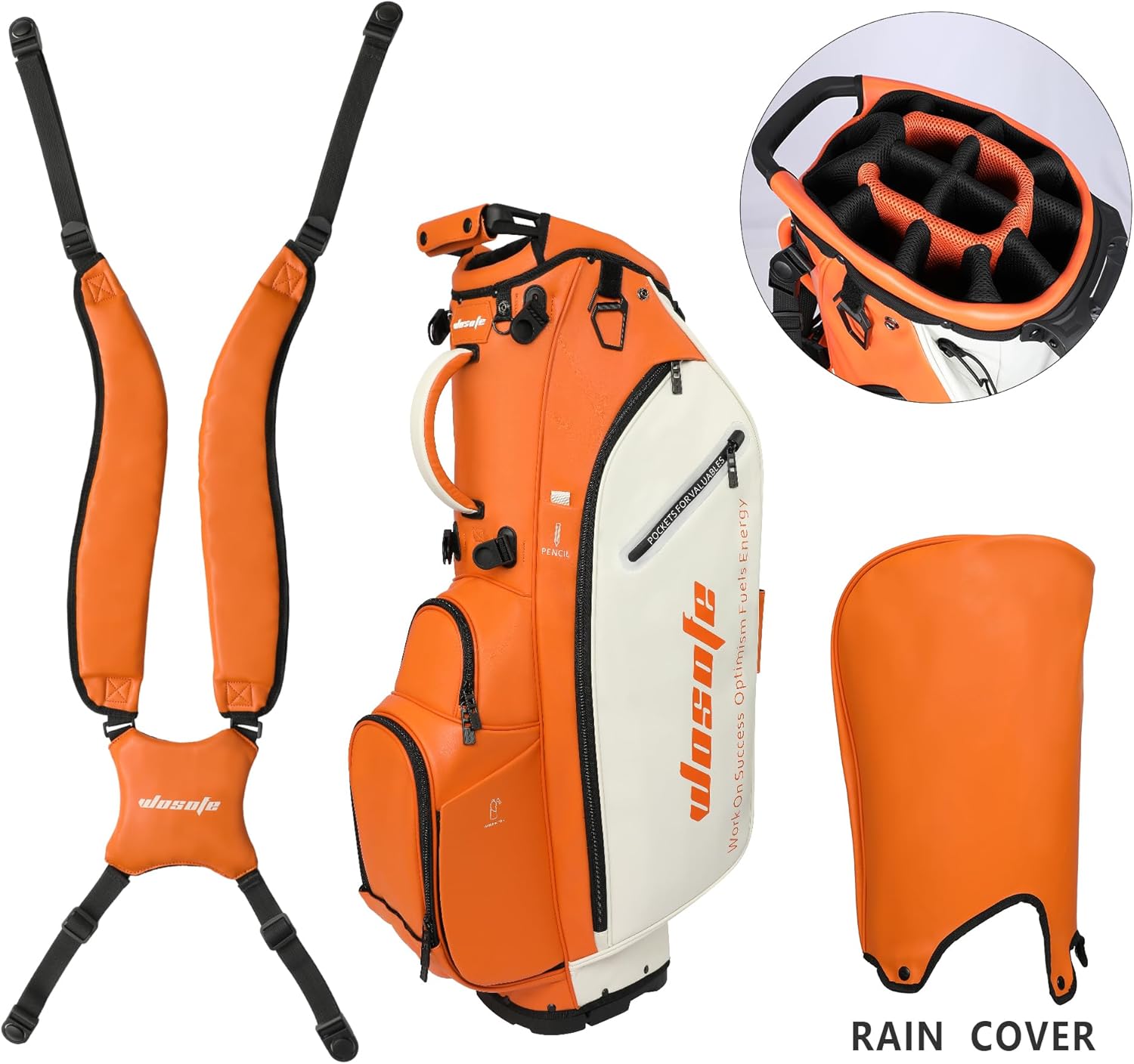 Wosofe JM9001 Golf Stand Bag  Premium PU Leather 6-14Way(Free Shipping)